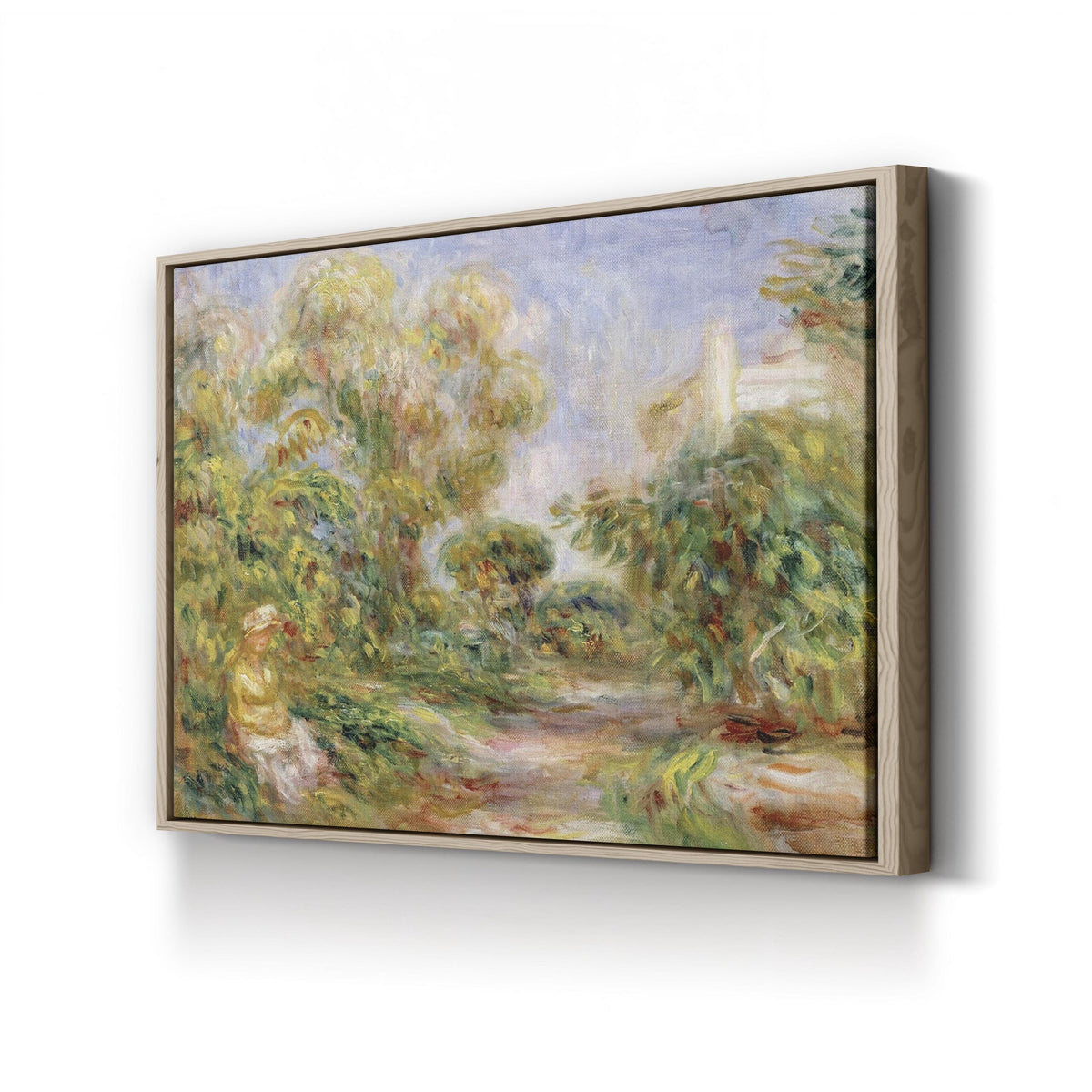 Woman in a Landscape, c. 1918 by Pierre-Auguste Renoir canvas print in Oak Framed Canvas