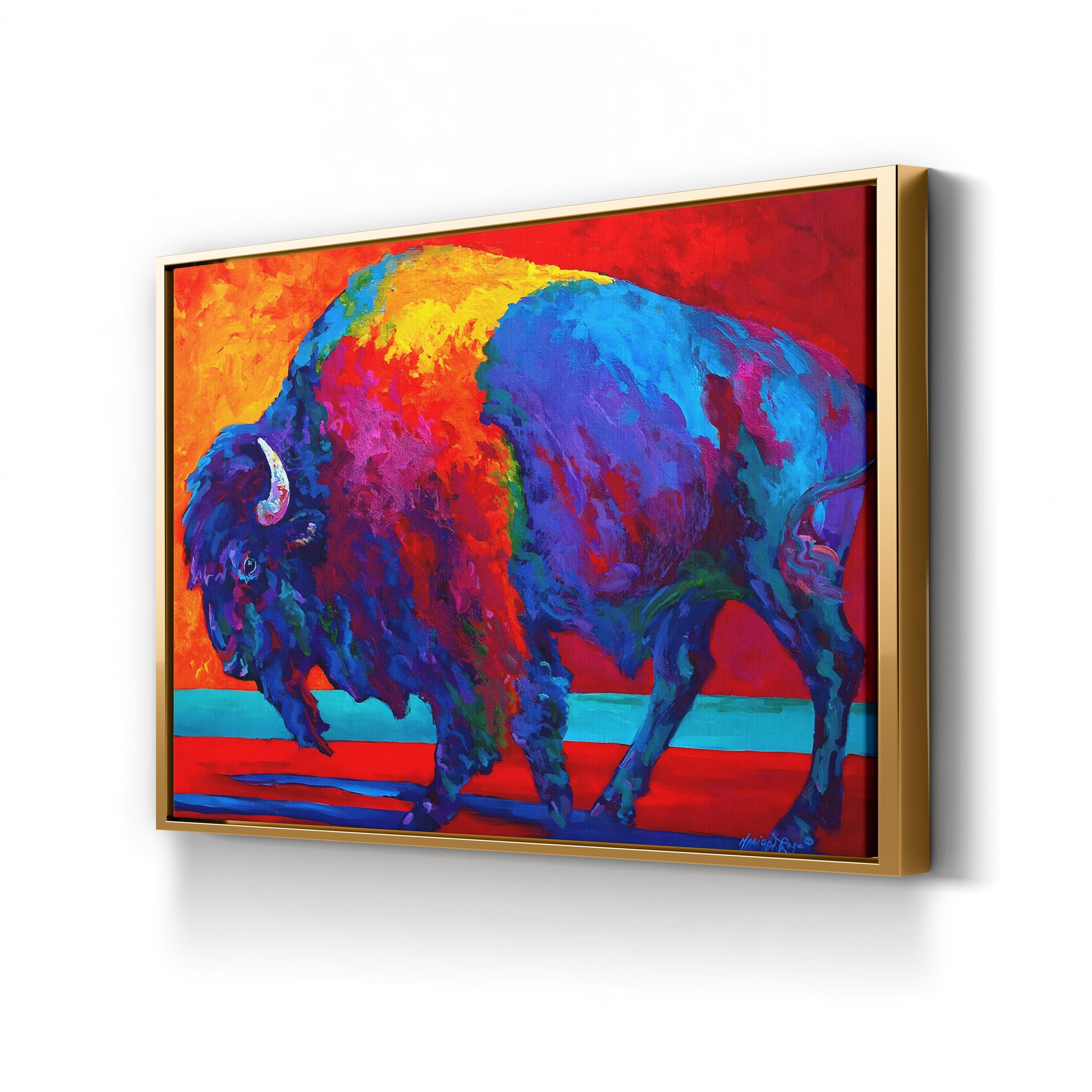 Abstract Bison Wall Art by Marion Rose | Contemporary Colorful Wildlife Canvas