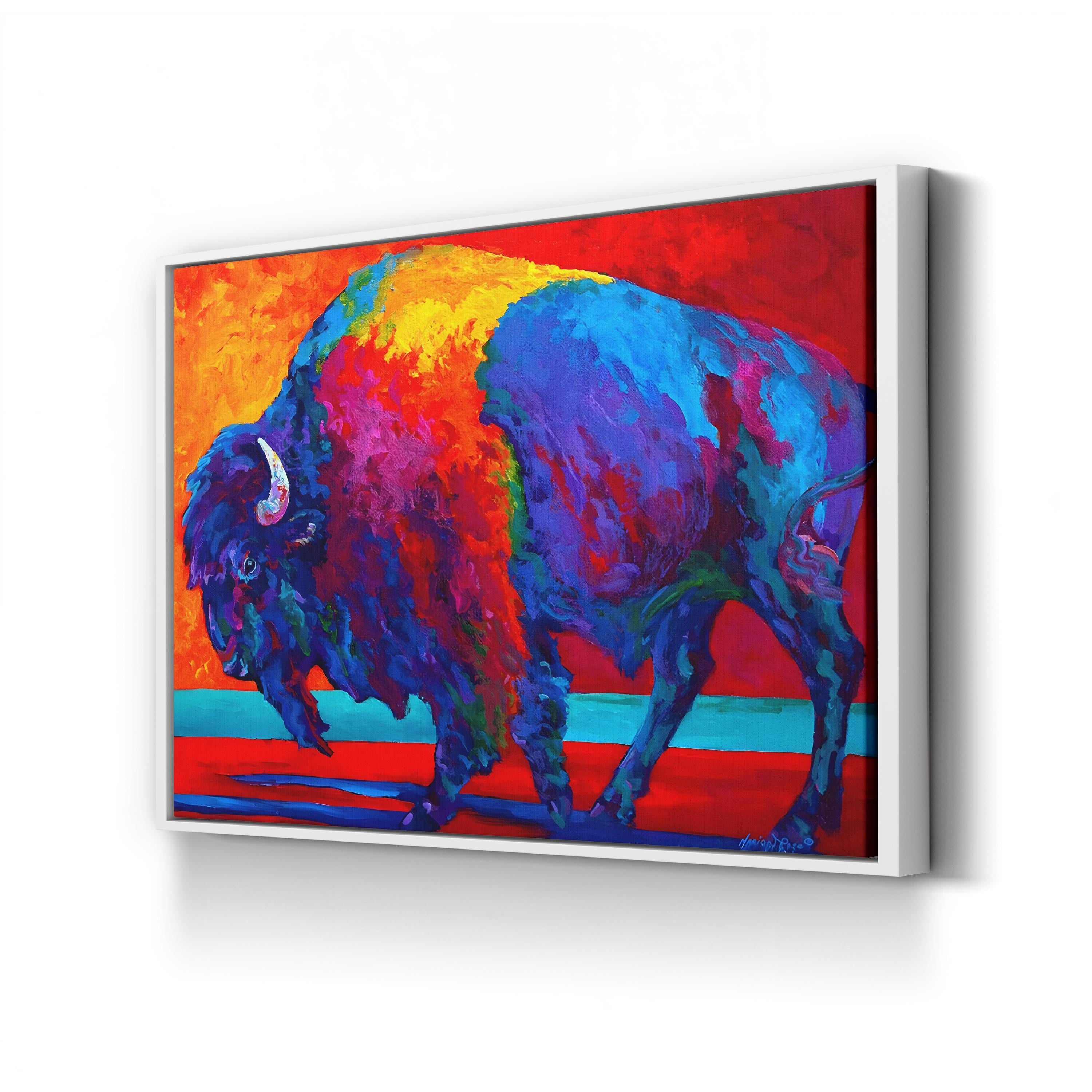 Abstract Bison Wall Art by Marion Rose | Contemporary Colorful Wildlife Canvas
