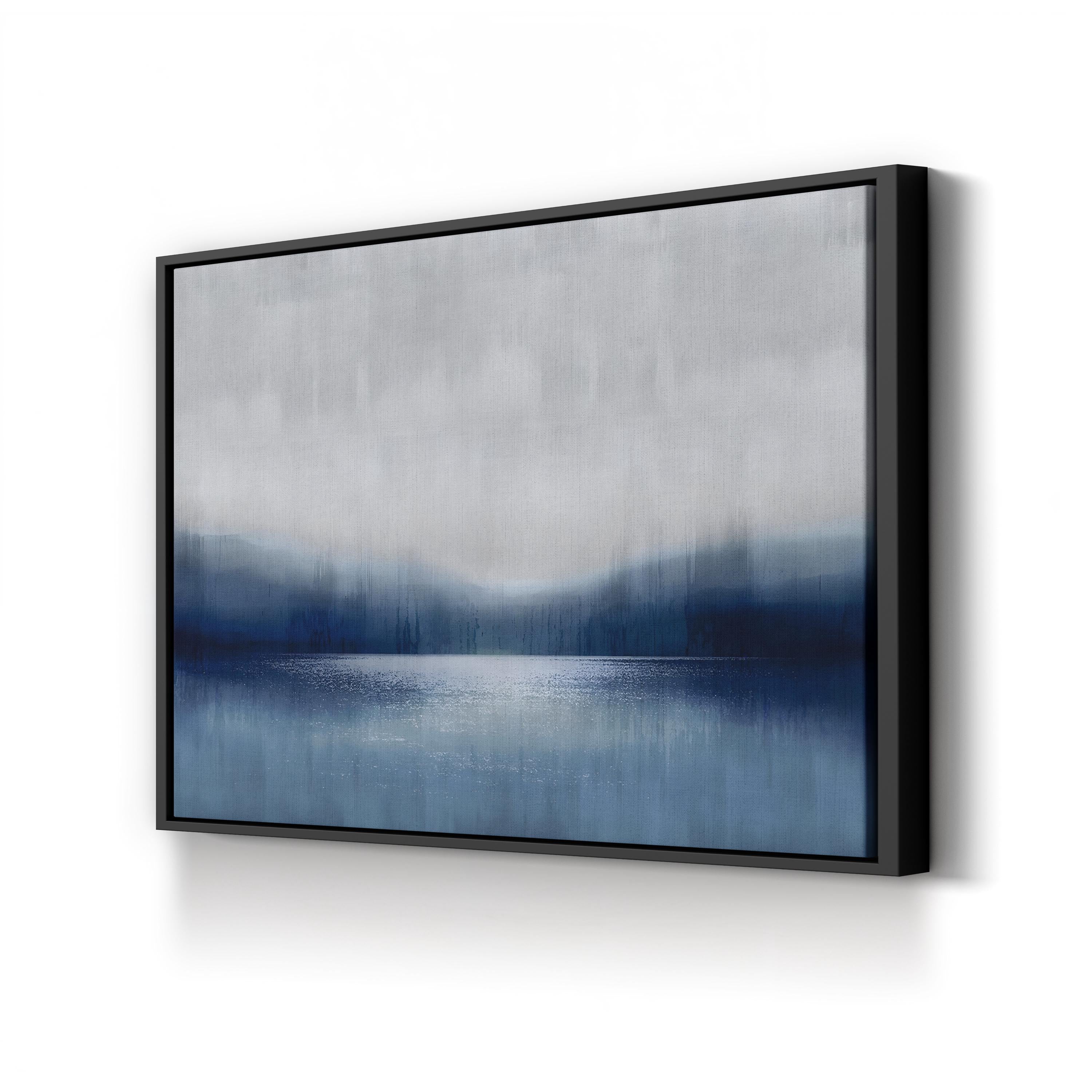 Abstract Landscape Indigo Lake II Wall Art by David Moore | Contemporary Blue Abstract Canvas