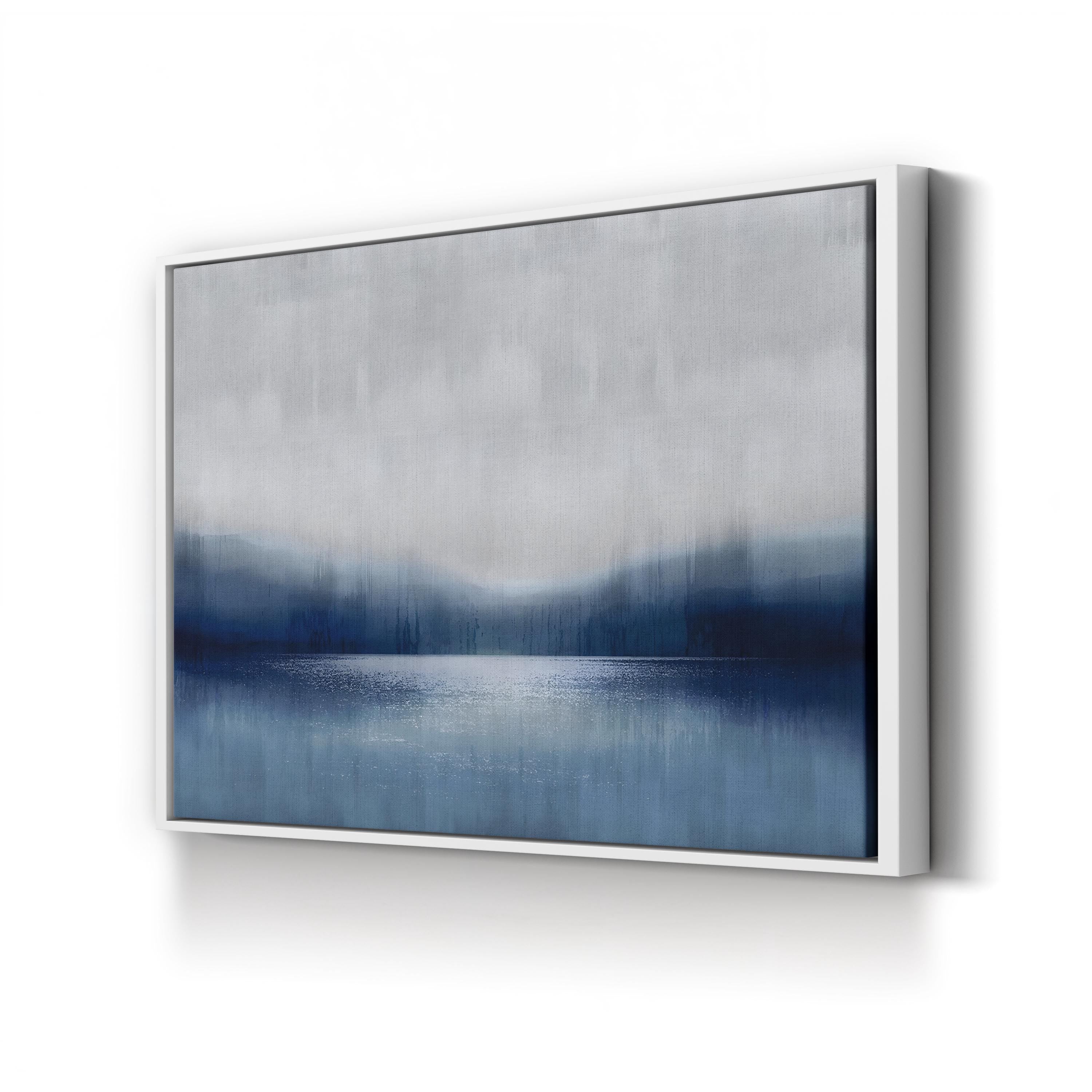 Abstract Landscape Indigo Lake II Wall Art by David Moore | Contemporary Blue Abstract Canvas