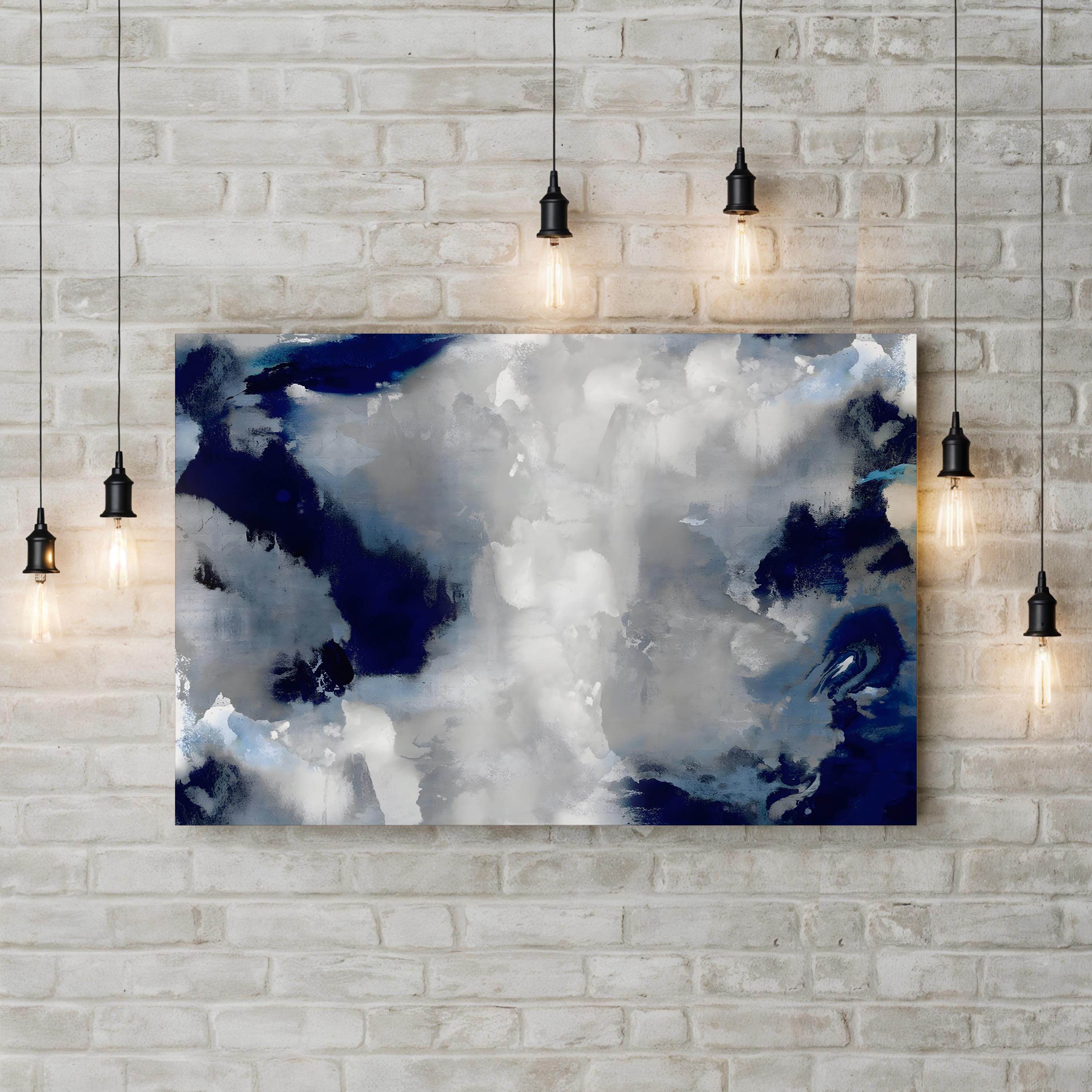 Abstract Stains Indigo II Abstract Canvas Wall Art by David Moore