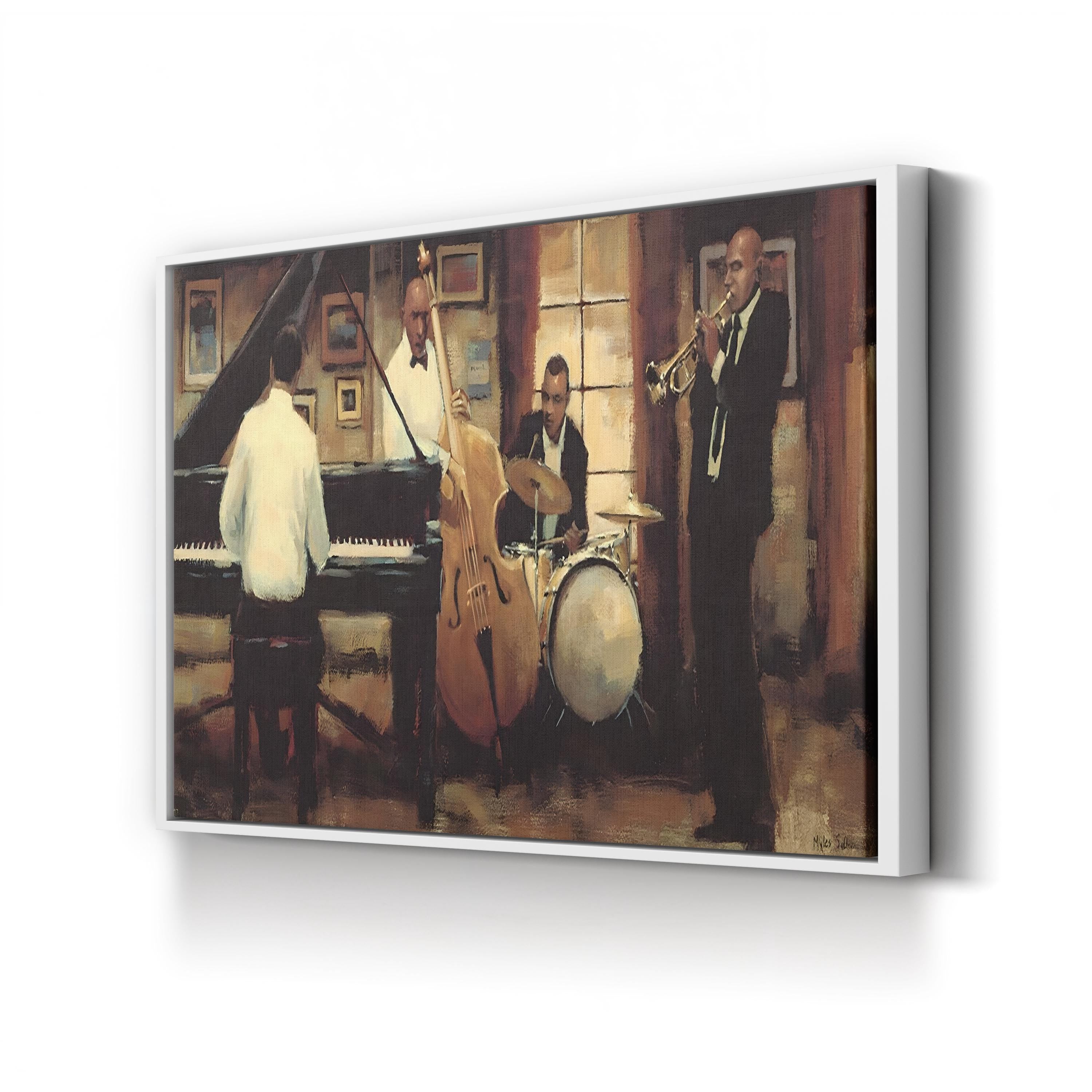 All That Jazz by Myles Sullivan canvas print in white frame