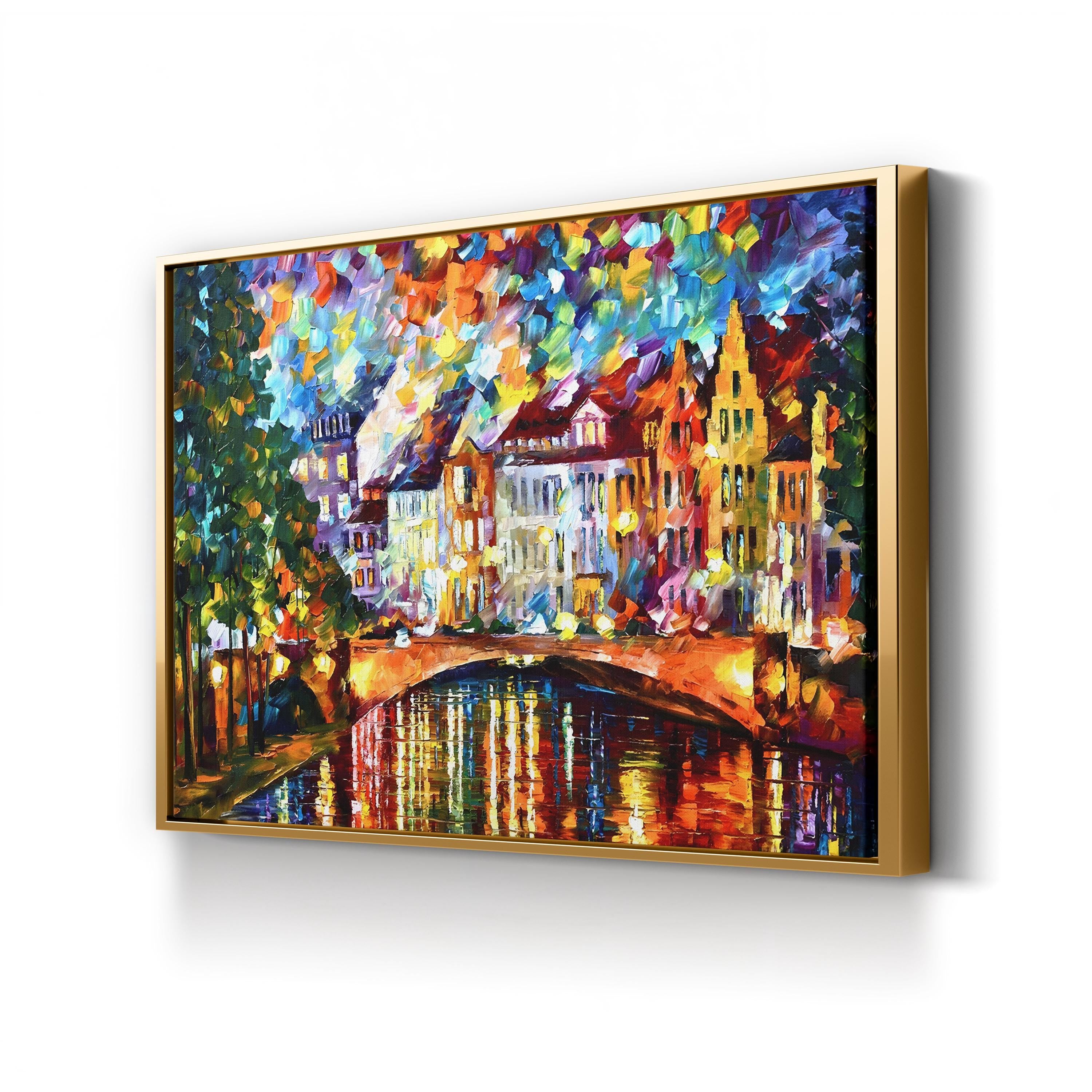 Amsterdam Wall Art by Leonid Afremov – Contemporary Impressionist Cityscape Canvas