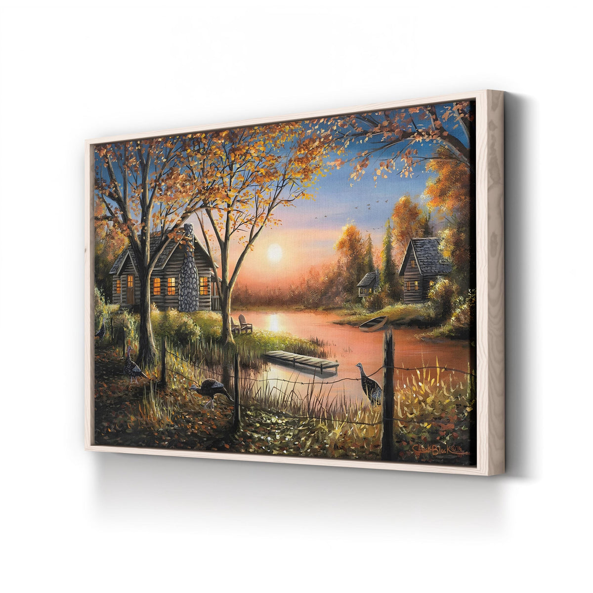 An Autumn Sunset by Chuck Black canvas print in Natural Frame Canvas