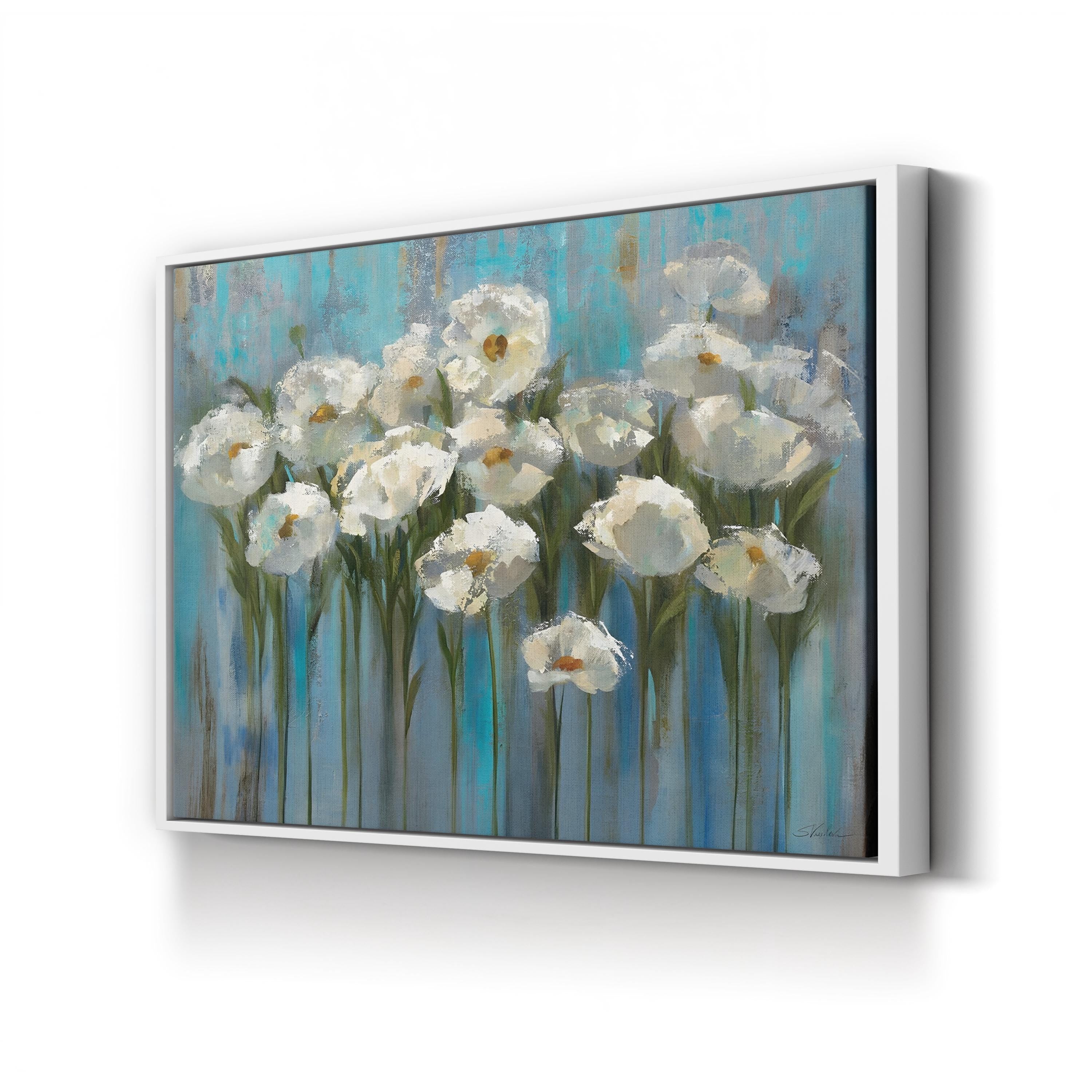 Anemones by the Lake Wall Art by Silvia Vassileva – Contemporary Floral Landscape Canvas