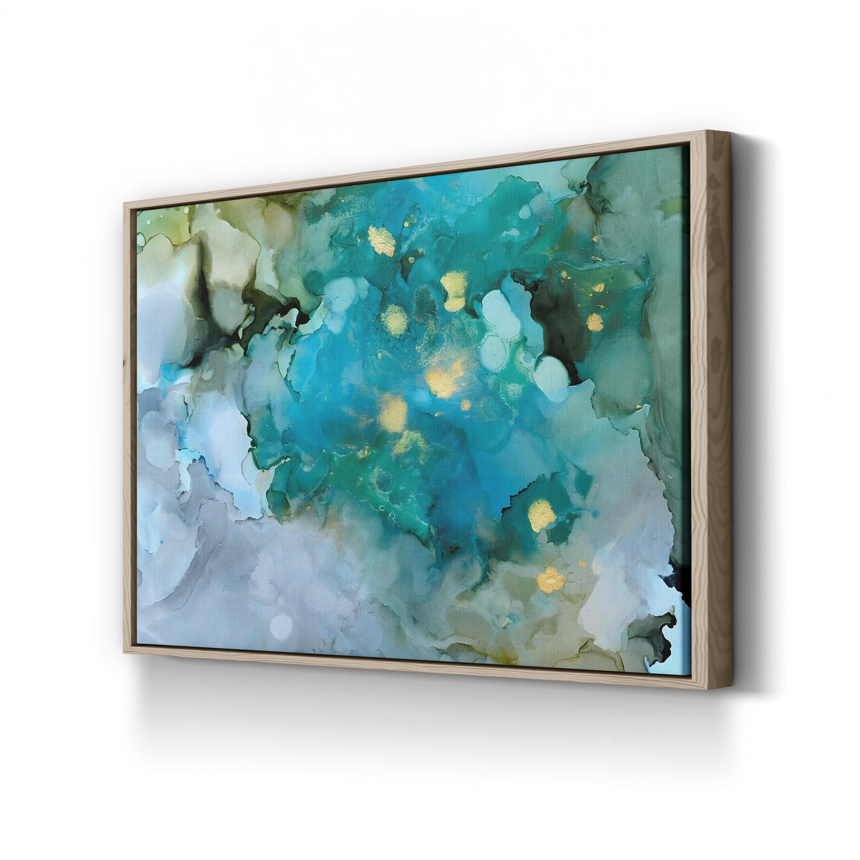 Aqua Brume I Wall Art by Victoria Borges – Contemporary Abstract Blue Green Canvas