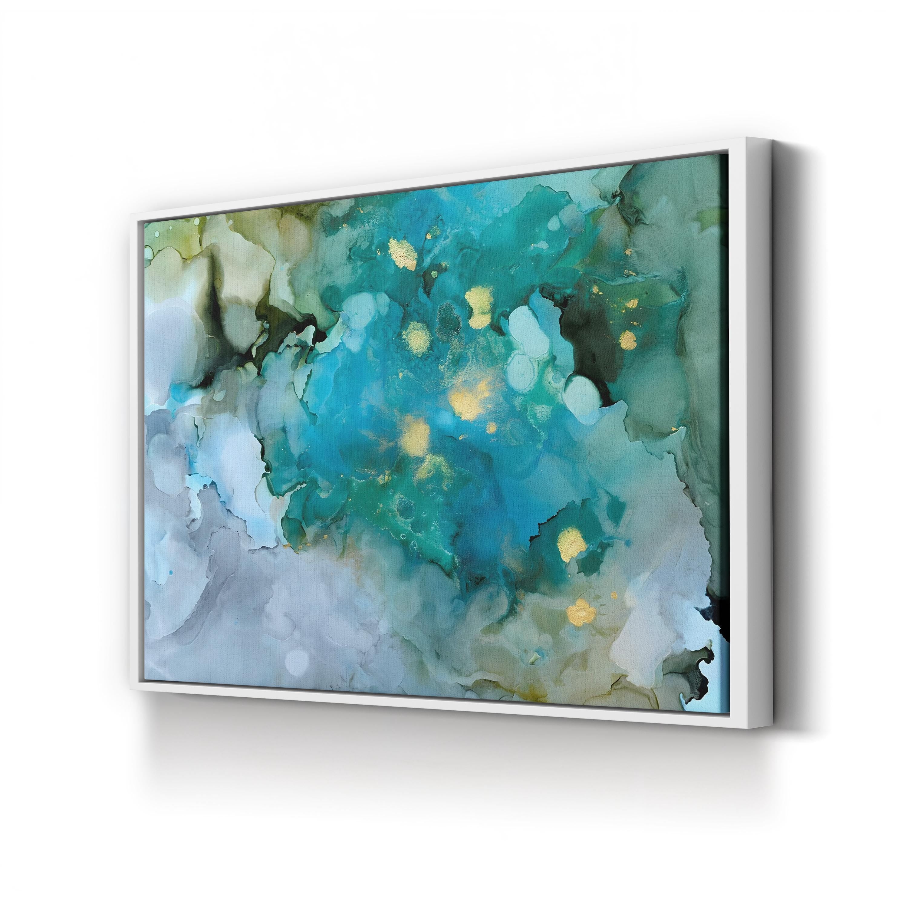 Aqua Brume I Wall Art by Victoria Borges – Contemporary Abstract Blue Green Canvas