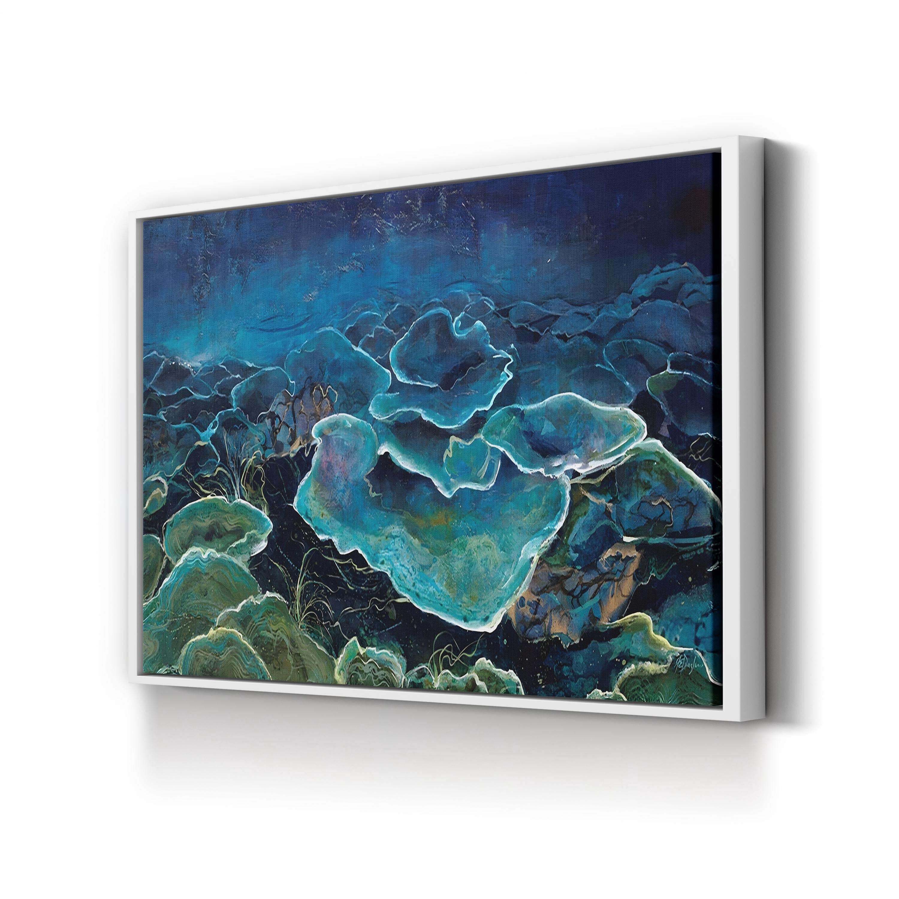 Aqua Glow Wall Art by Farrell Douglass – Contemporary Blue Green Abstract Canvas