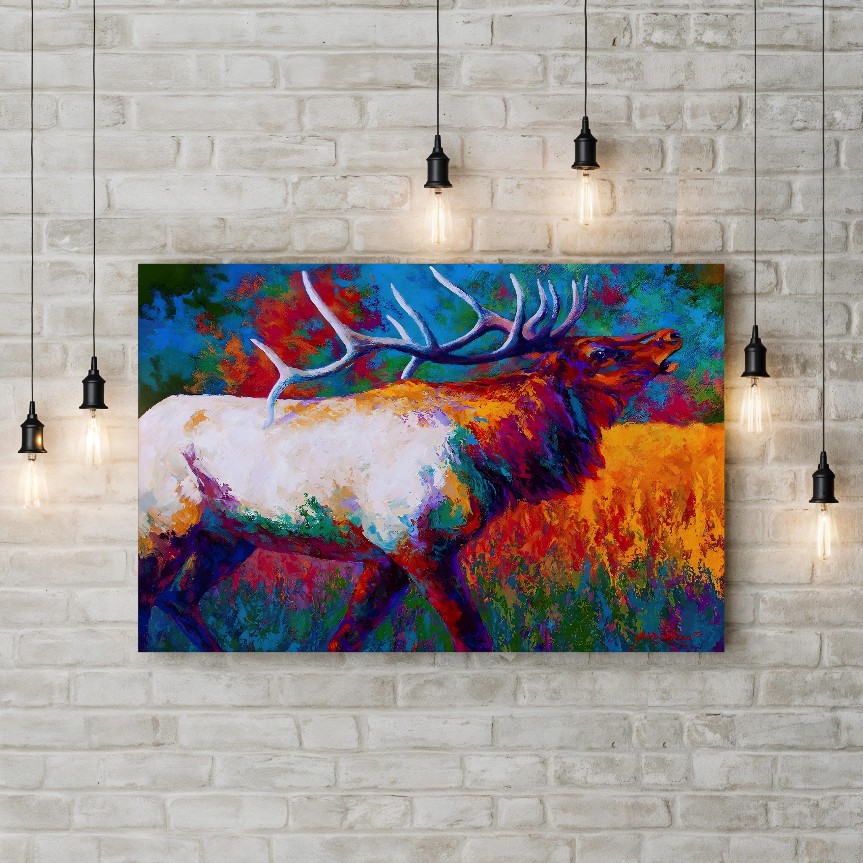 Autumn's Chorus Elk – Marion Rose Wall Art | Contemporary Wildlife Canvas Print