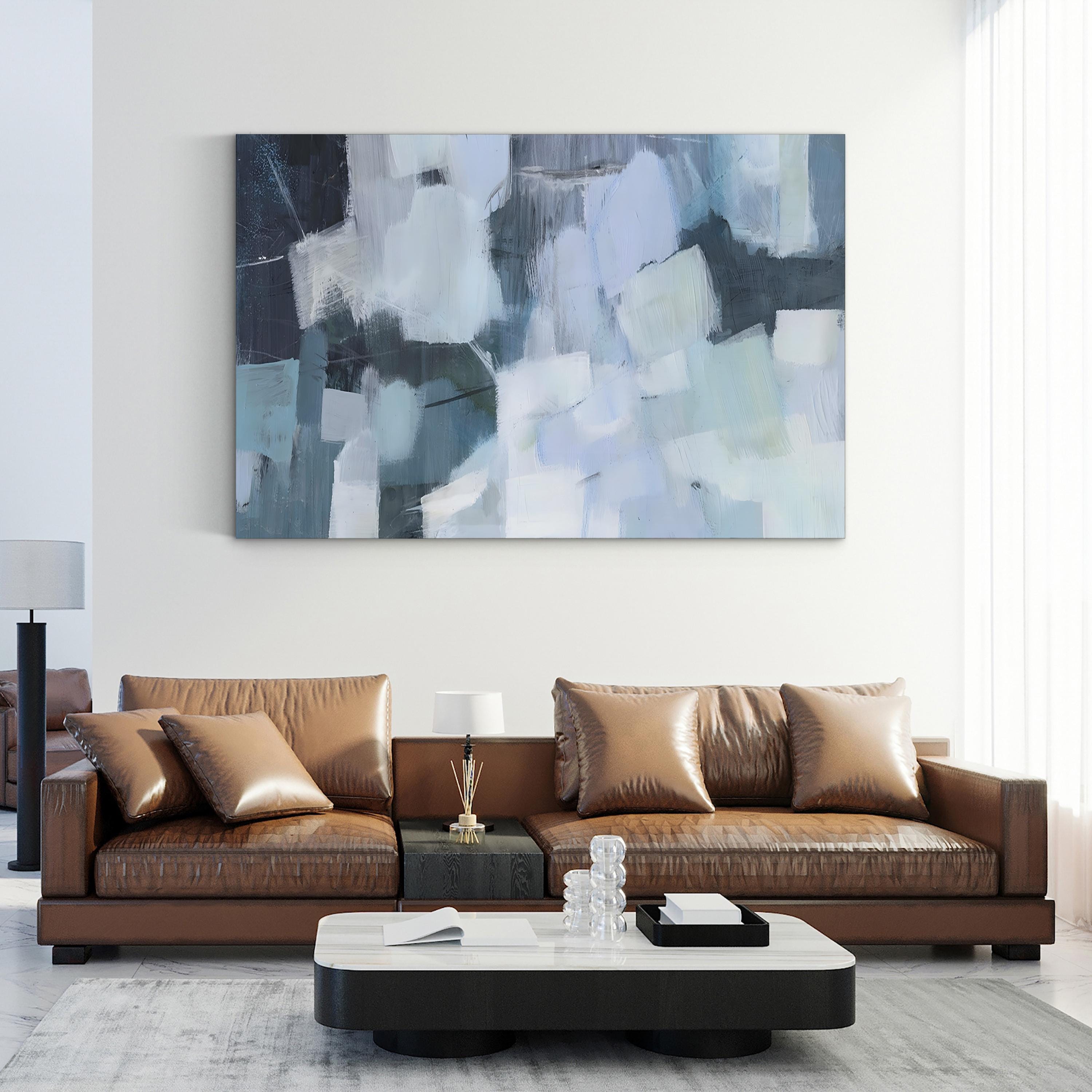 Blue Deluge I Wall Art by Victoria Borges – Contemporary Abstract Painting Print