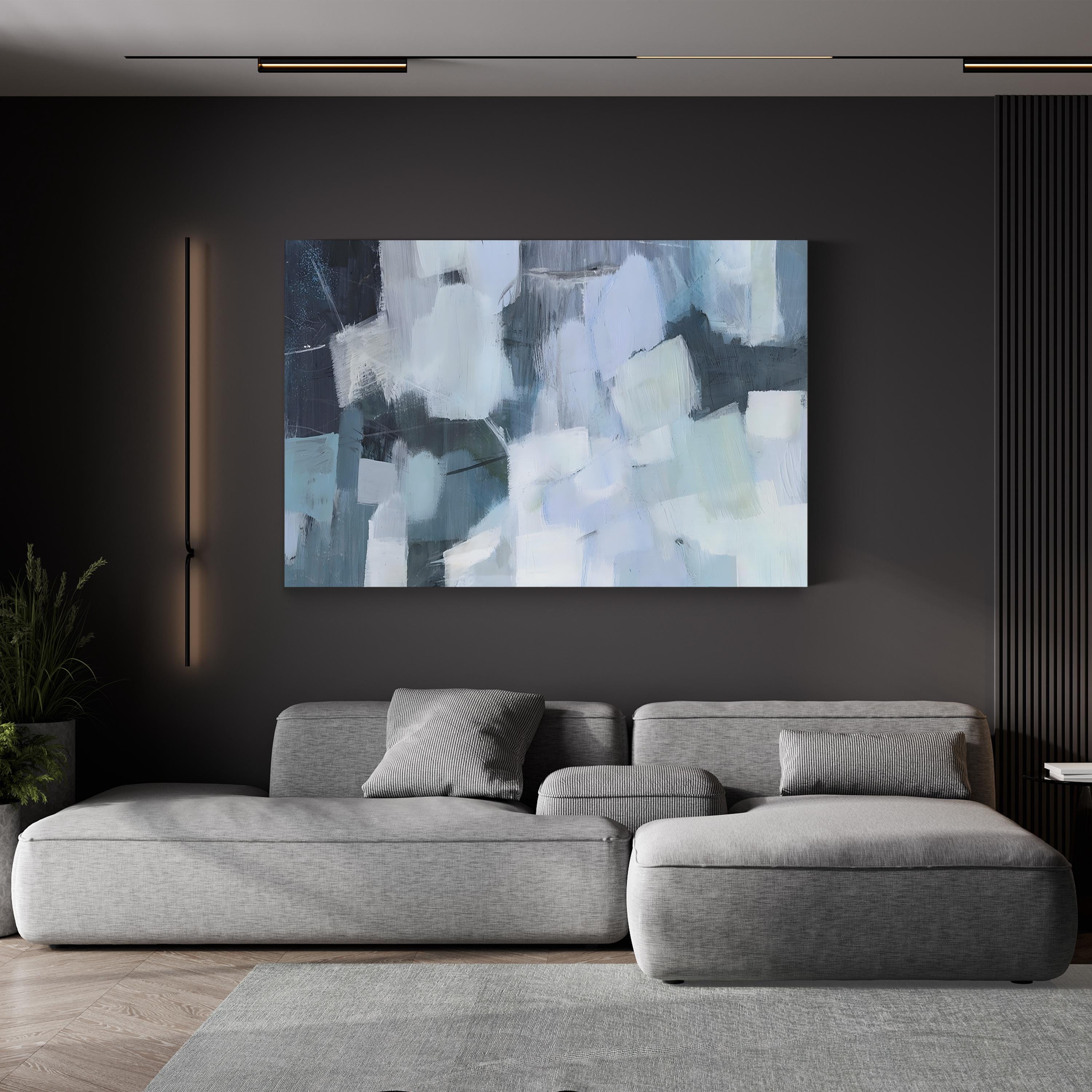 Blue Deluge I Wall Art by Victoria Borges – Contemporary Abstract Painting Print