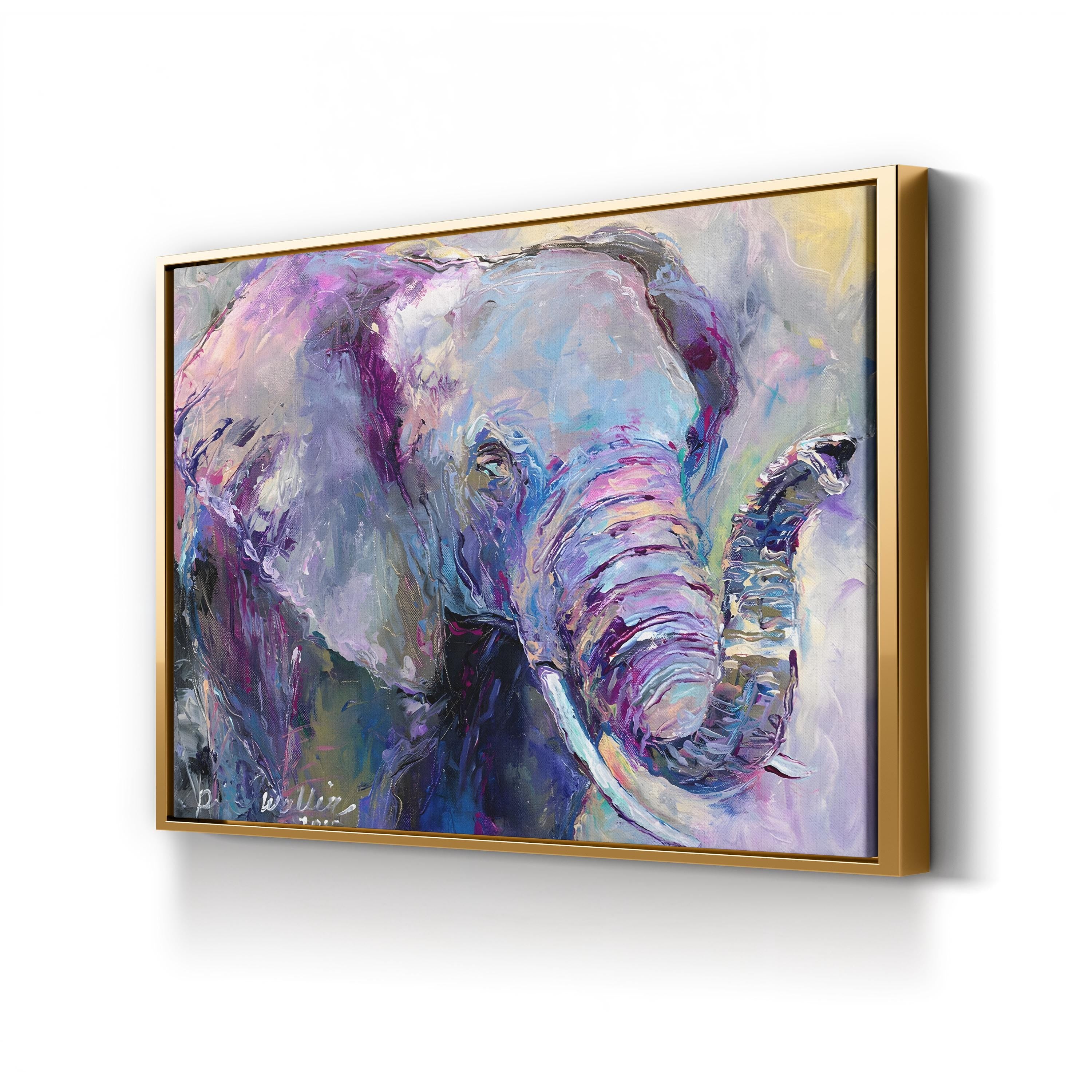 Blue Elephant Wall Art by Richard Wallich | Contemporary Abstract Wildlife Canvas Print
