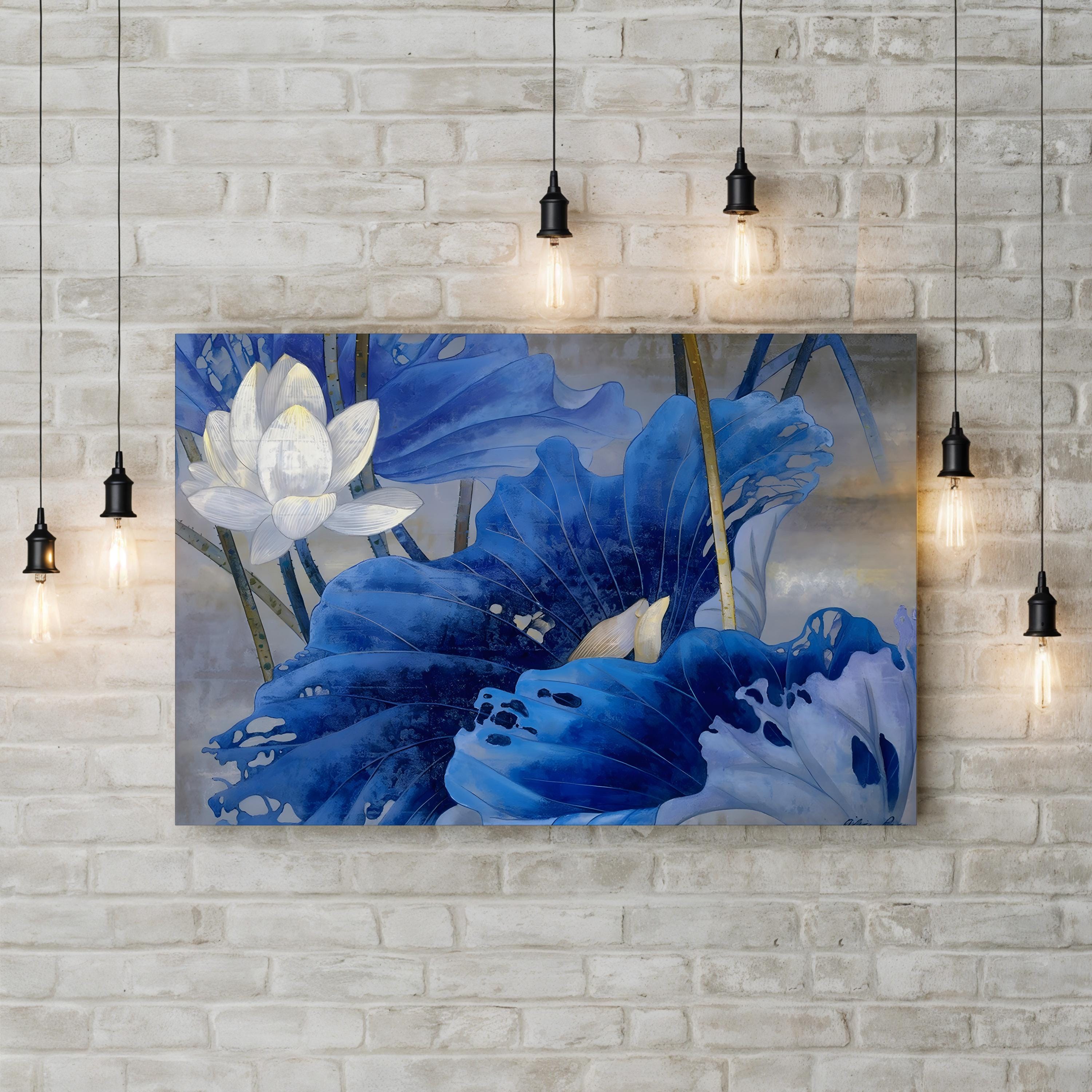 Blue Rhyme Wall Art by Ailian Price | Contemporary Abstract Blue Floral Canvas Print