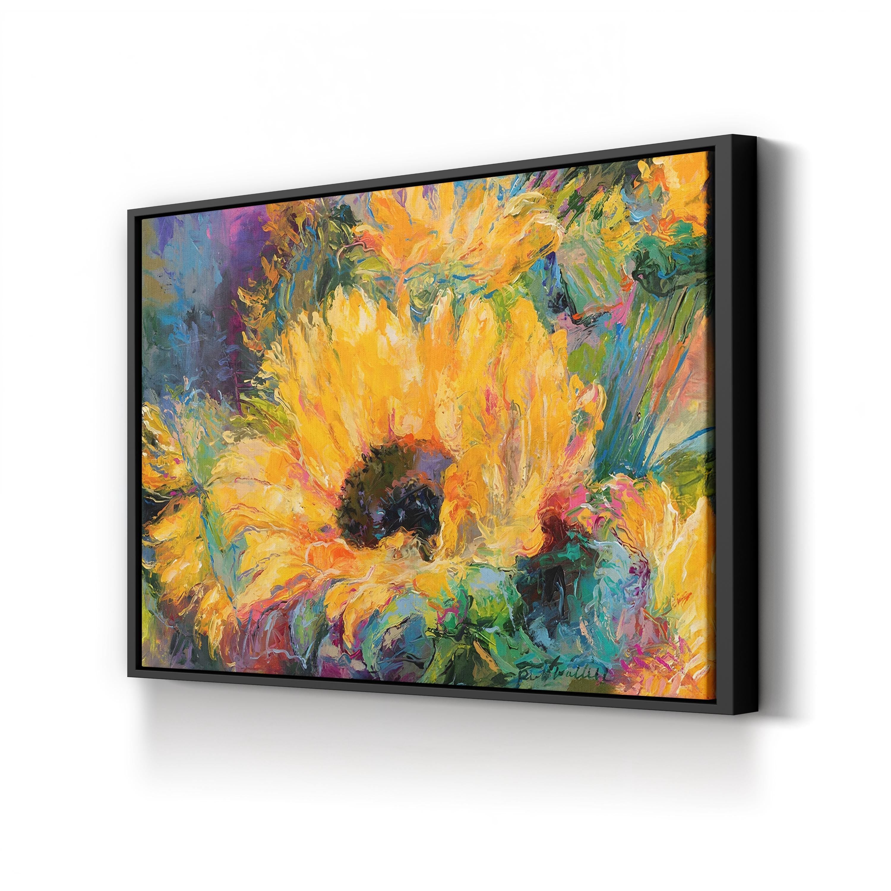 Blue Sunflowers Wall Art by Richard Wallich | Contemporary Abstract Floral Canvas Print