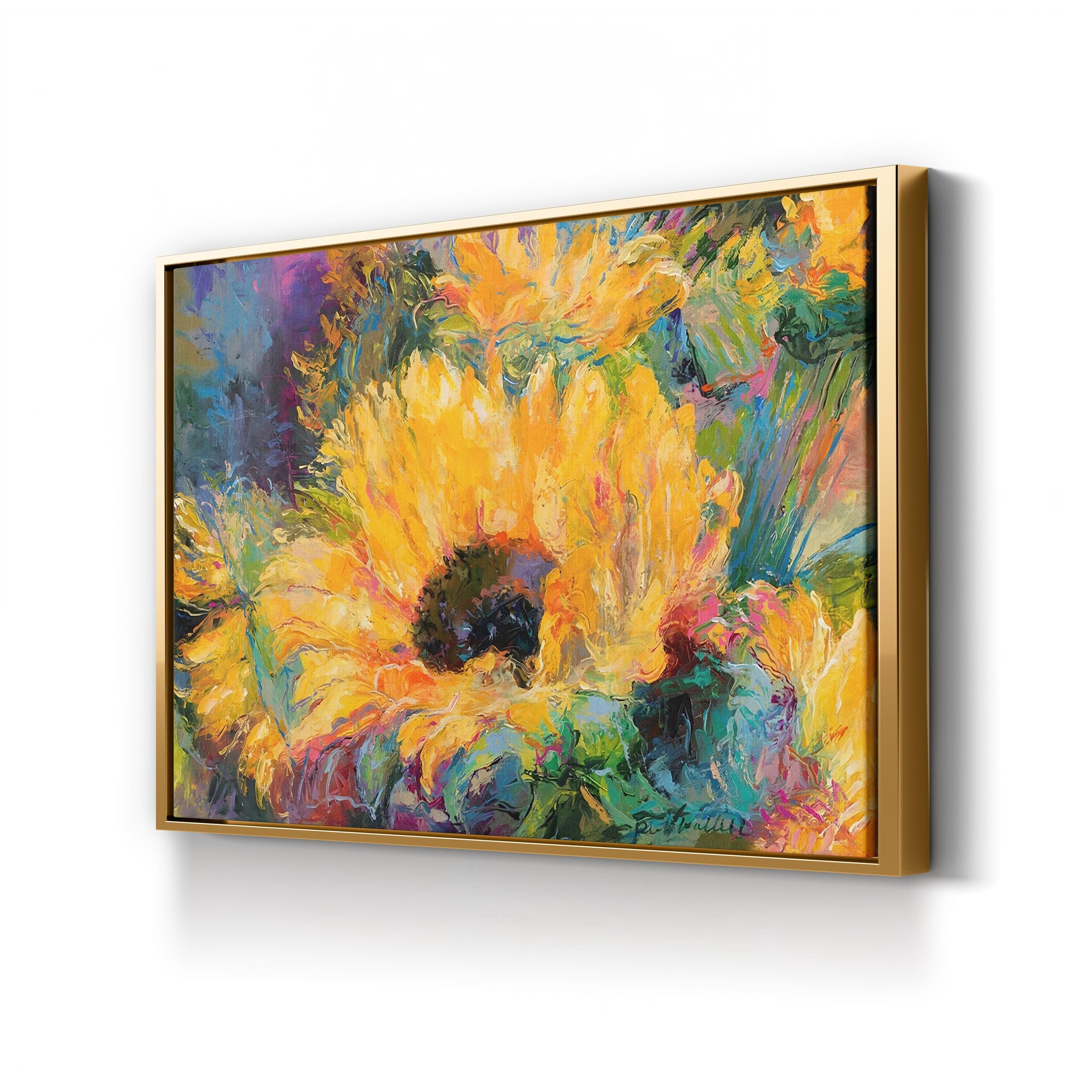 Blue Sunflowers Wall Art by Richard Wallich | Contemporary Abstract Floral Canvas Print