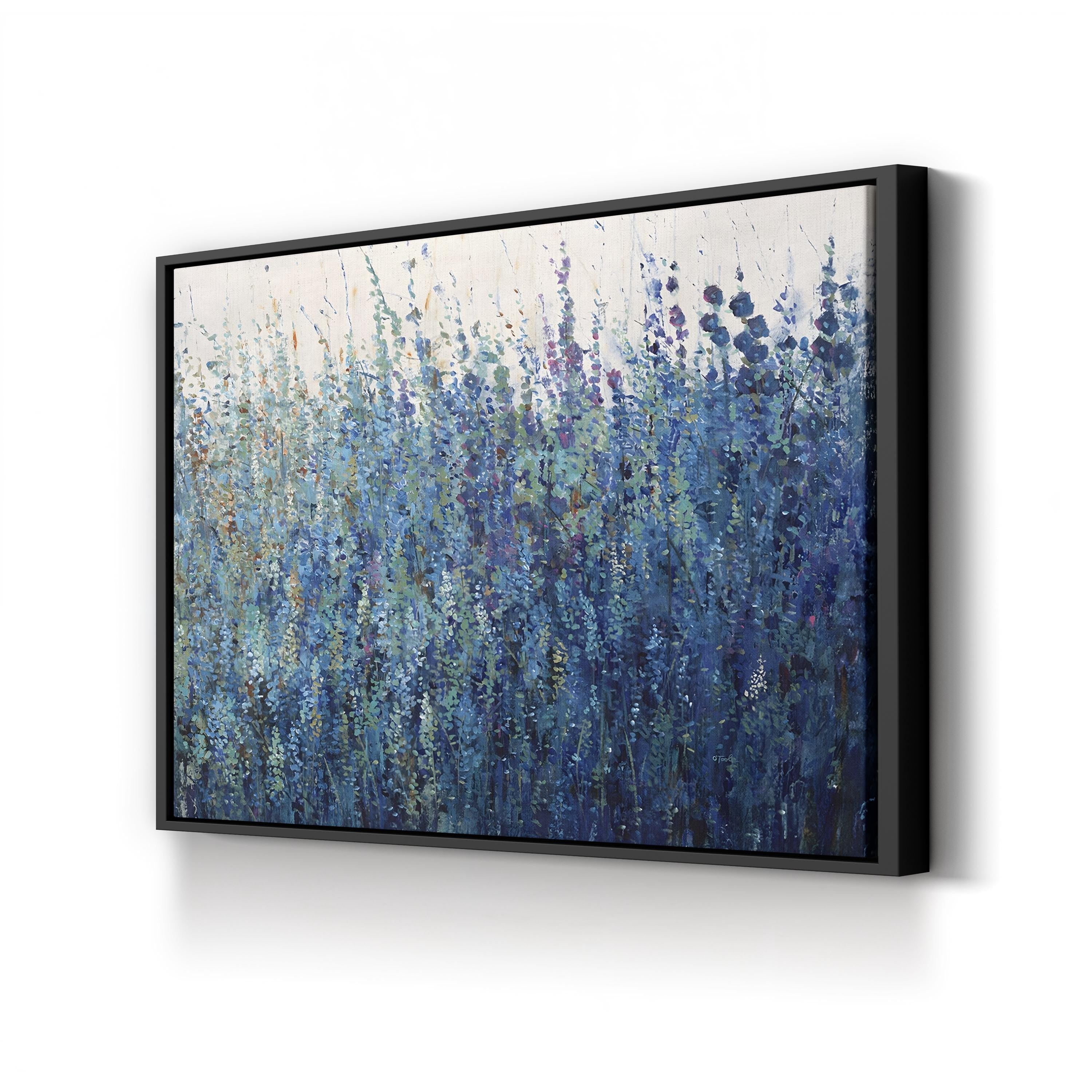 Blue Wildflower Patch Wall Art by Tim O’Toole | Blue Floral Landscape Canvas Print