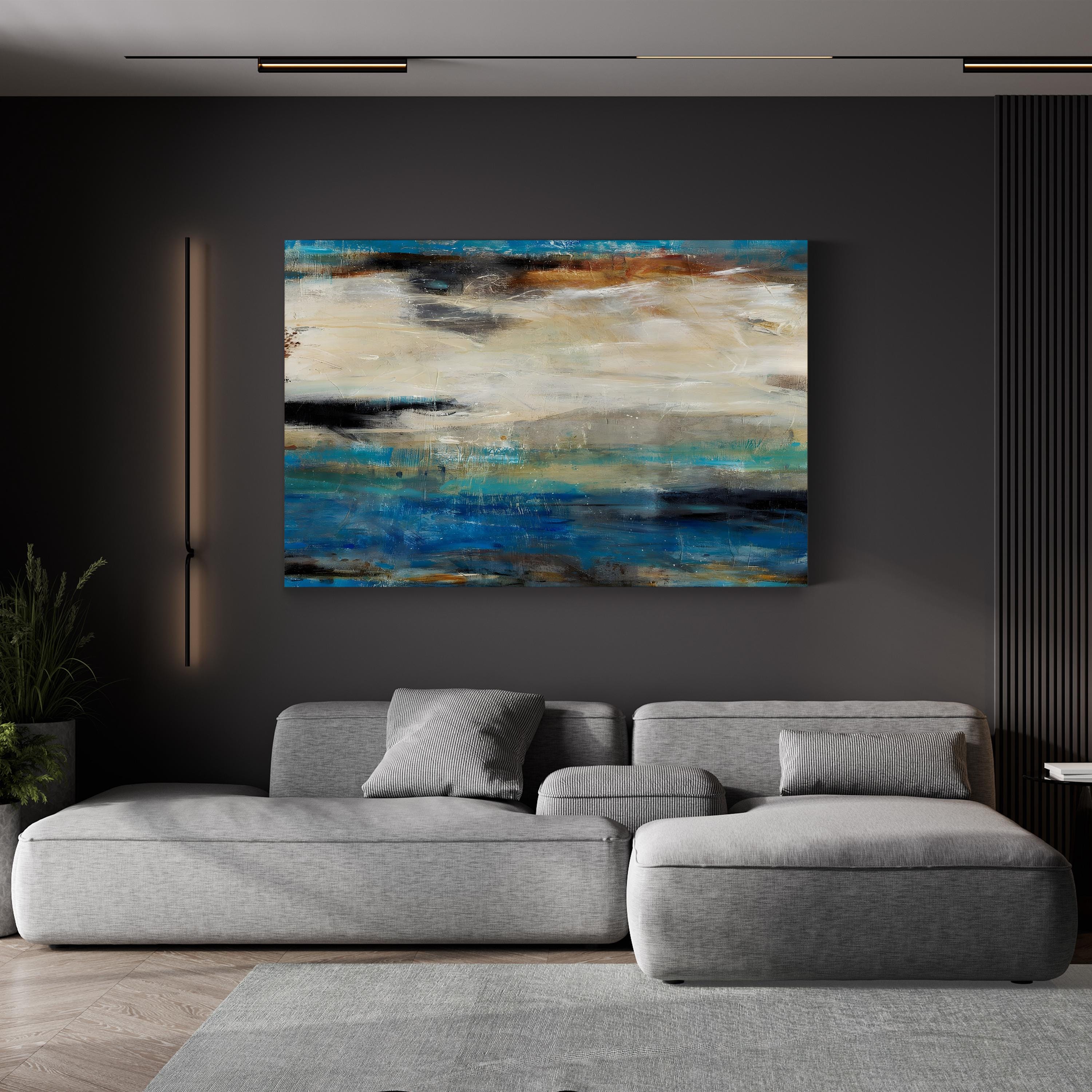 Blue Horizon Atmospheric Abstract – Period Illustration Wall Art | Contemporary Canvas Print