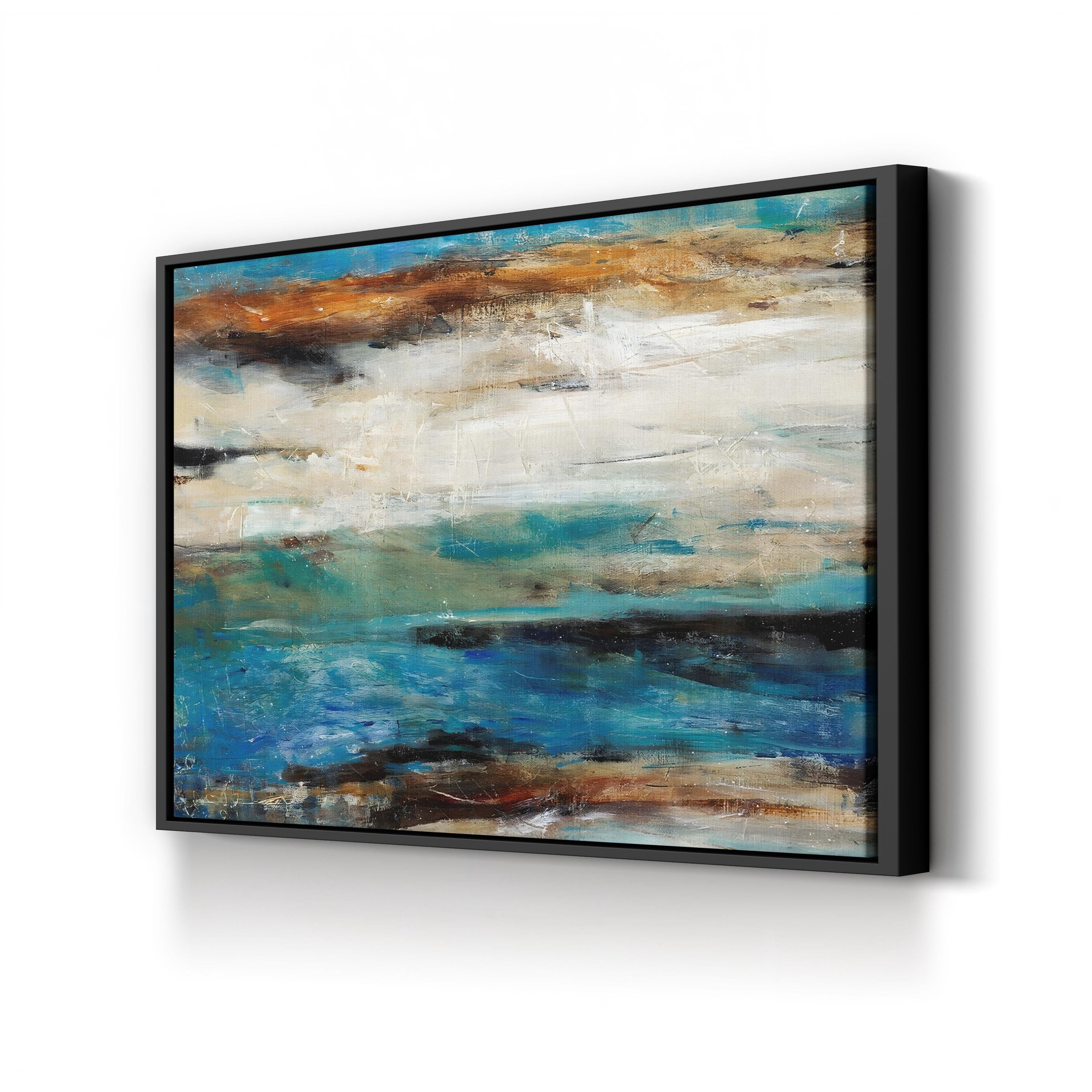 Blue Horizon Handpainted Abstract – Period Illustration Wall Art | Nature-Inspired Canvas Print
