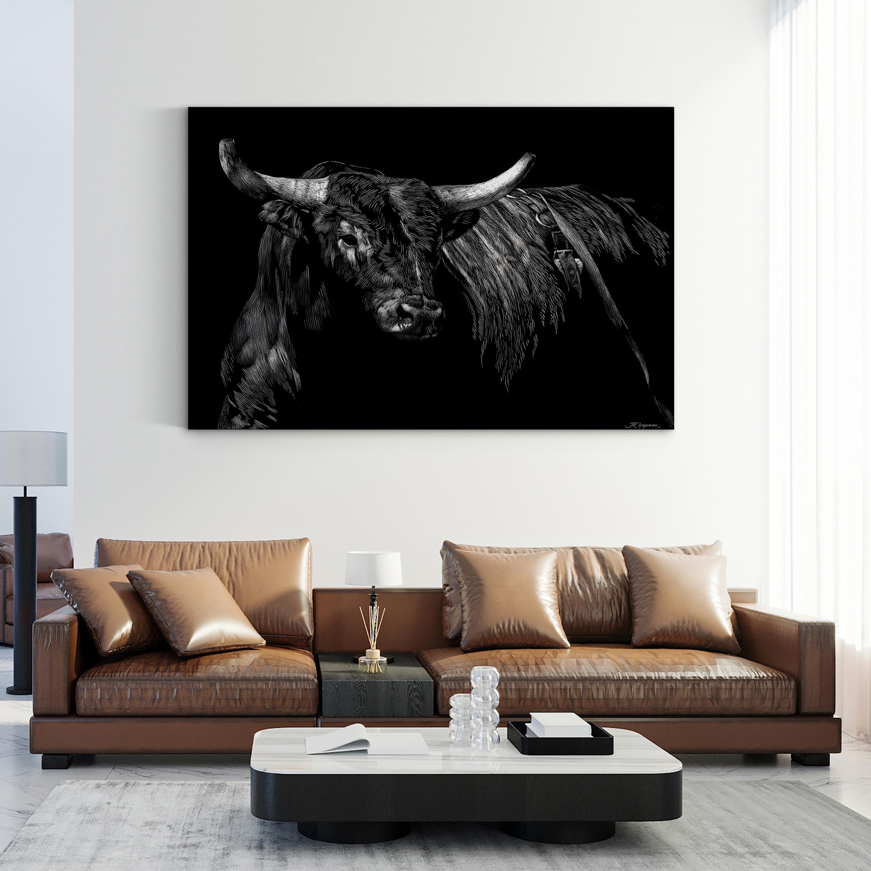 Brindle Rodeo Bull Wall Art by Julie Chapman