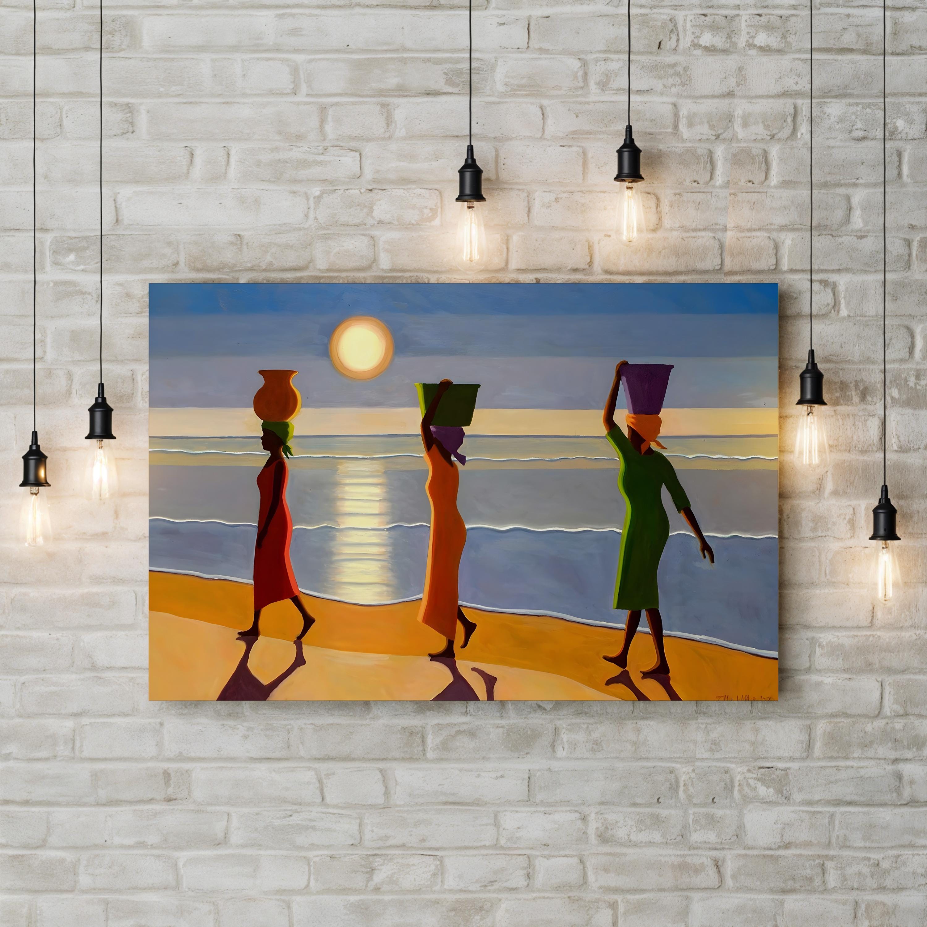 By the Beach 2007 Coastal Figures – Tilly Willis Wall Art | Contemporary Coastal Canvas Print