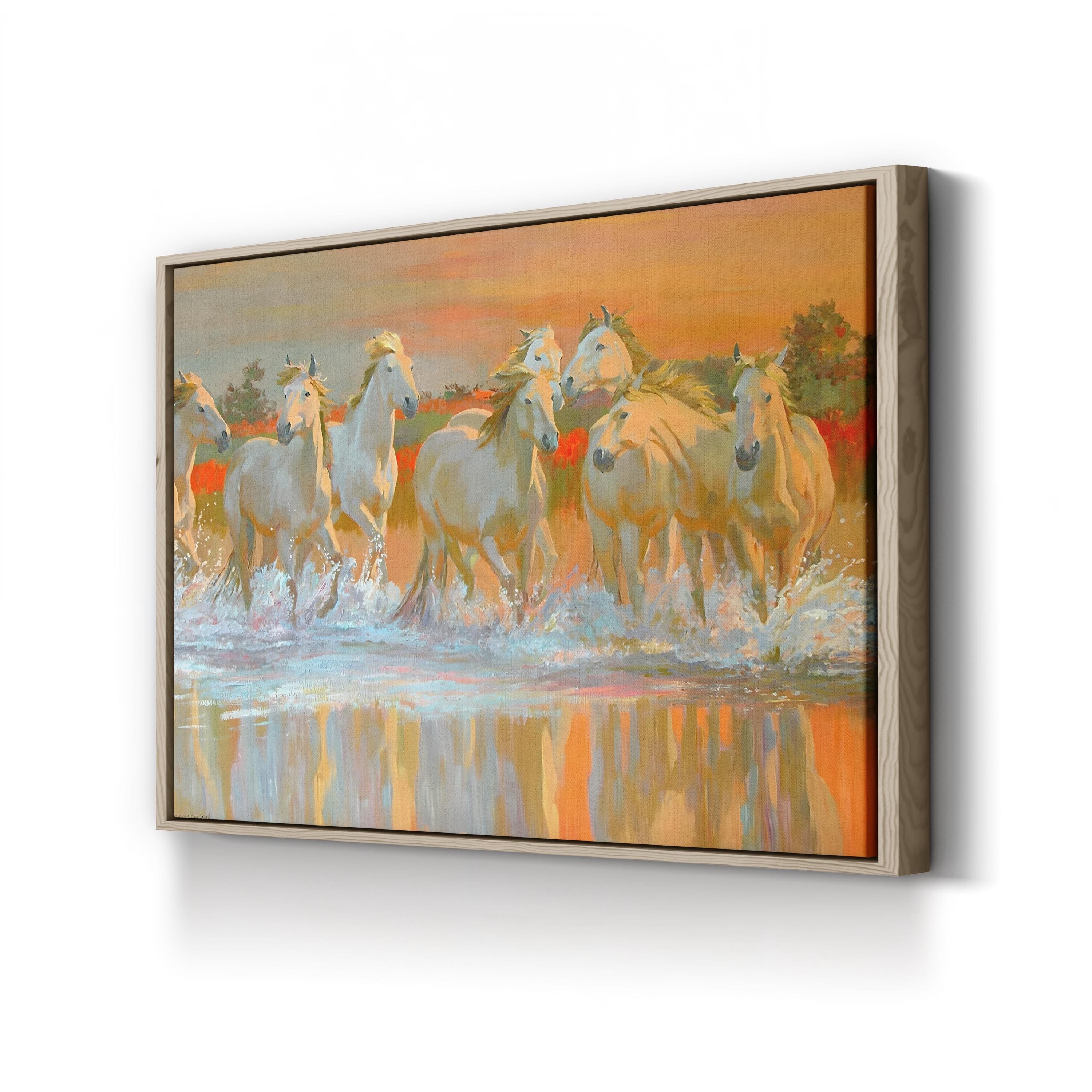 Galloping Horse Herd in Motion – Period Illustration Wall Art | Rustic Western Canvas Print