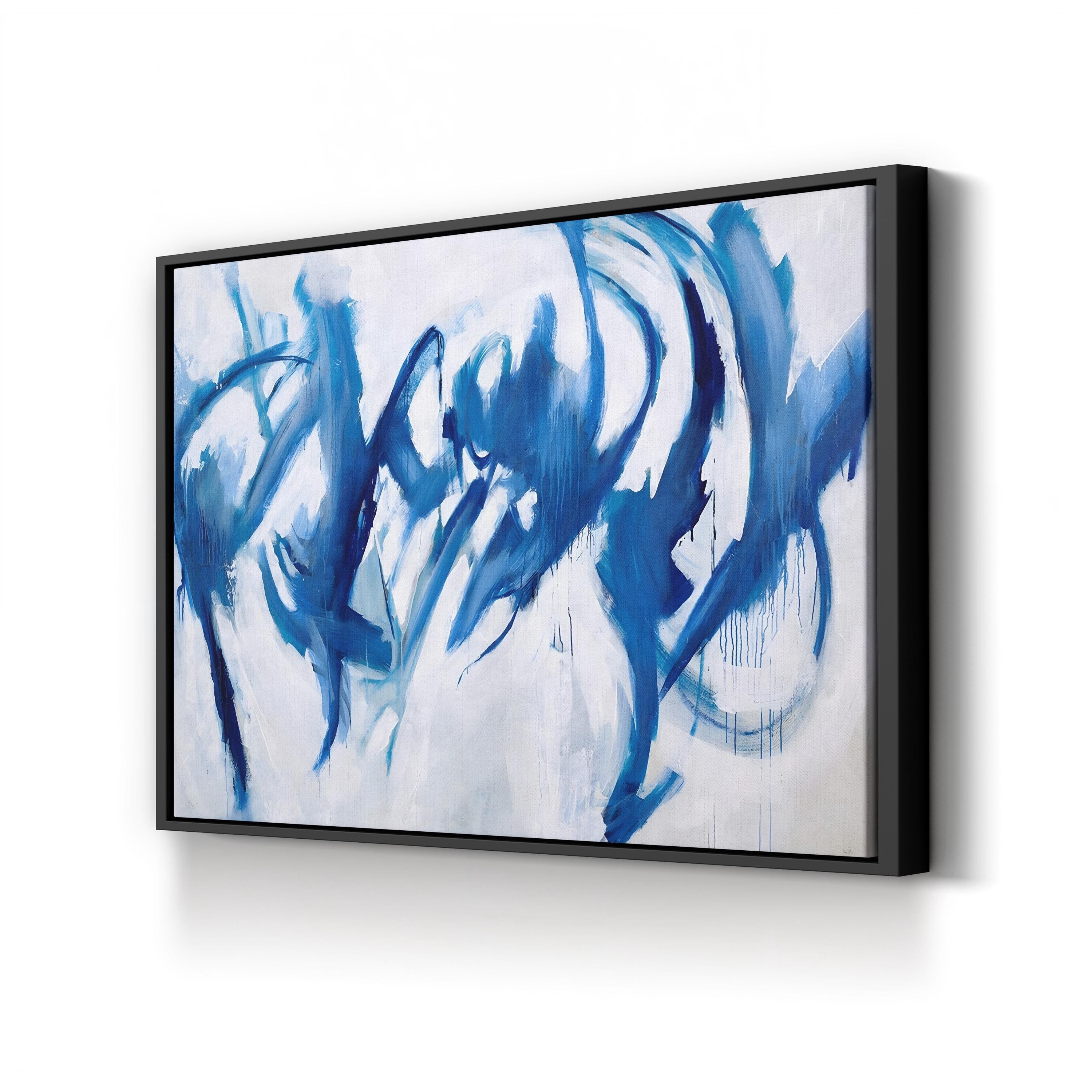 Caracole Wall Art by Joshua Schicker | Abstract Blue and White Contemporary Canvas