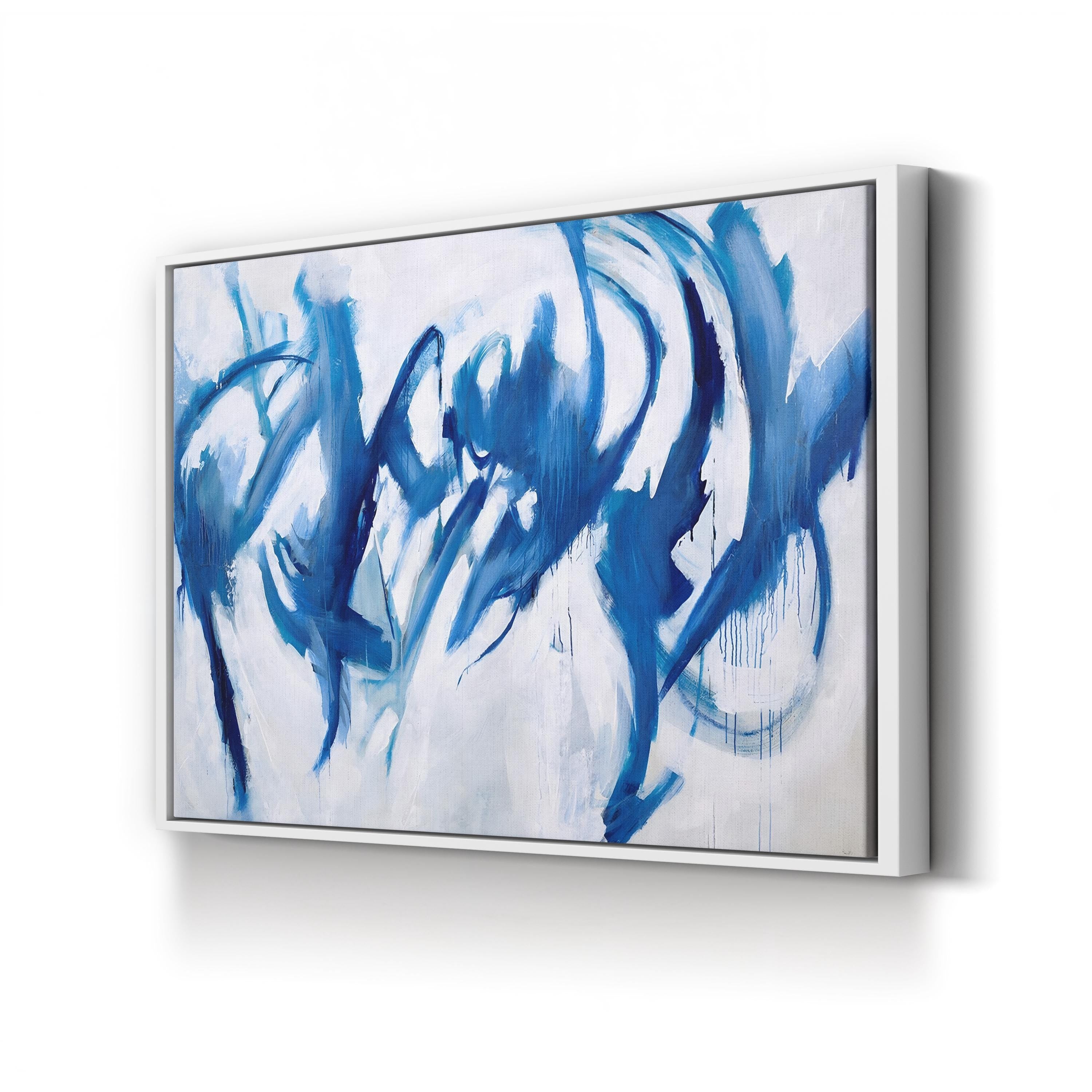 Caracole Wall Art by Joshua Schicker | Abstract Blue and White Contemporary Canvas