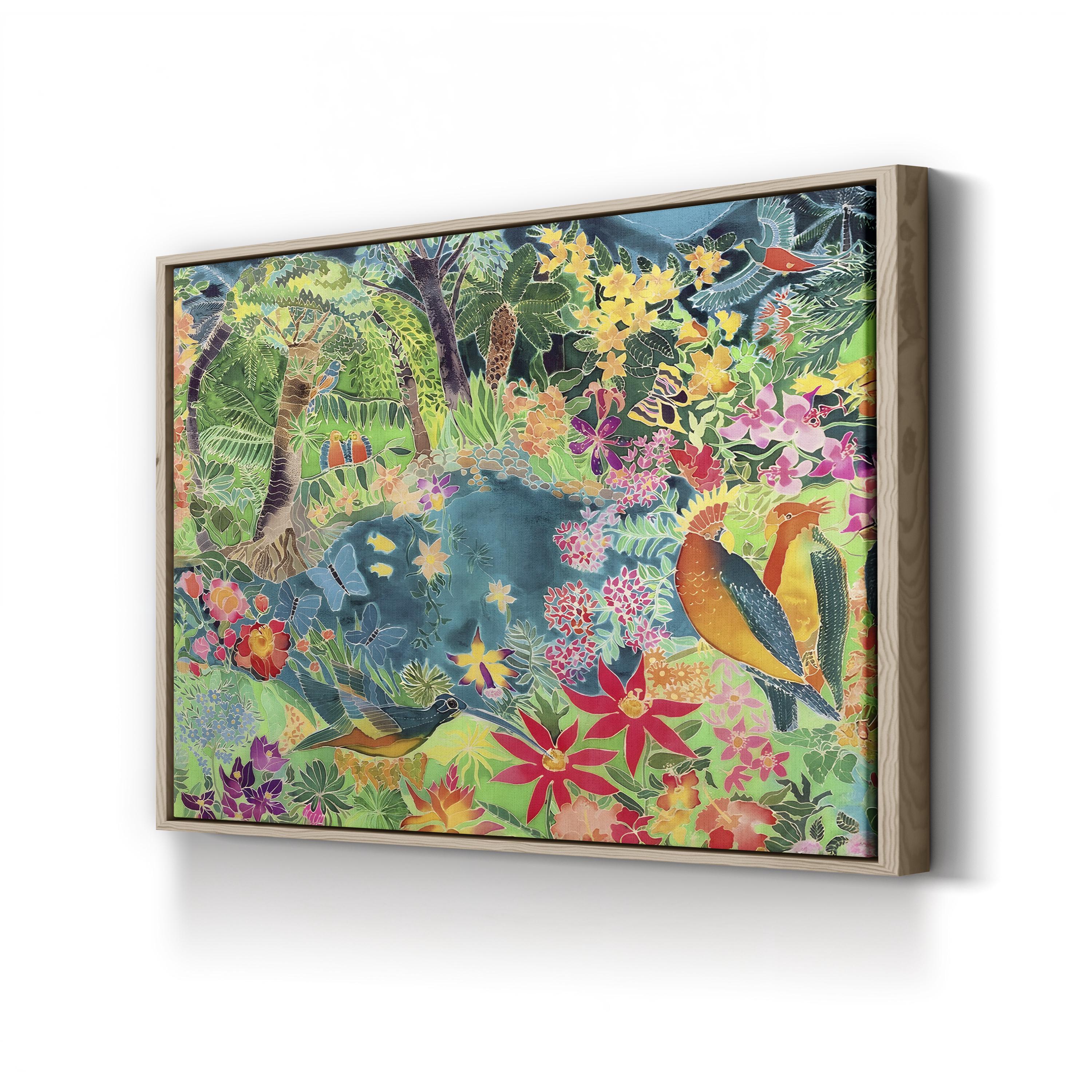 Tropical Jungle Birds & Flowers Canvas Art: Vibrant Wildlife Wall Decor
