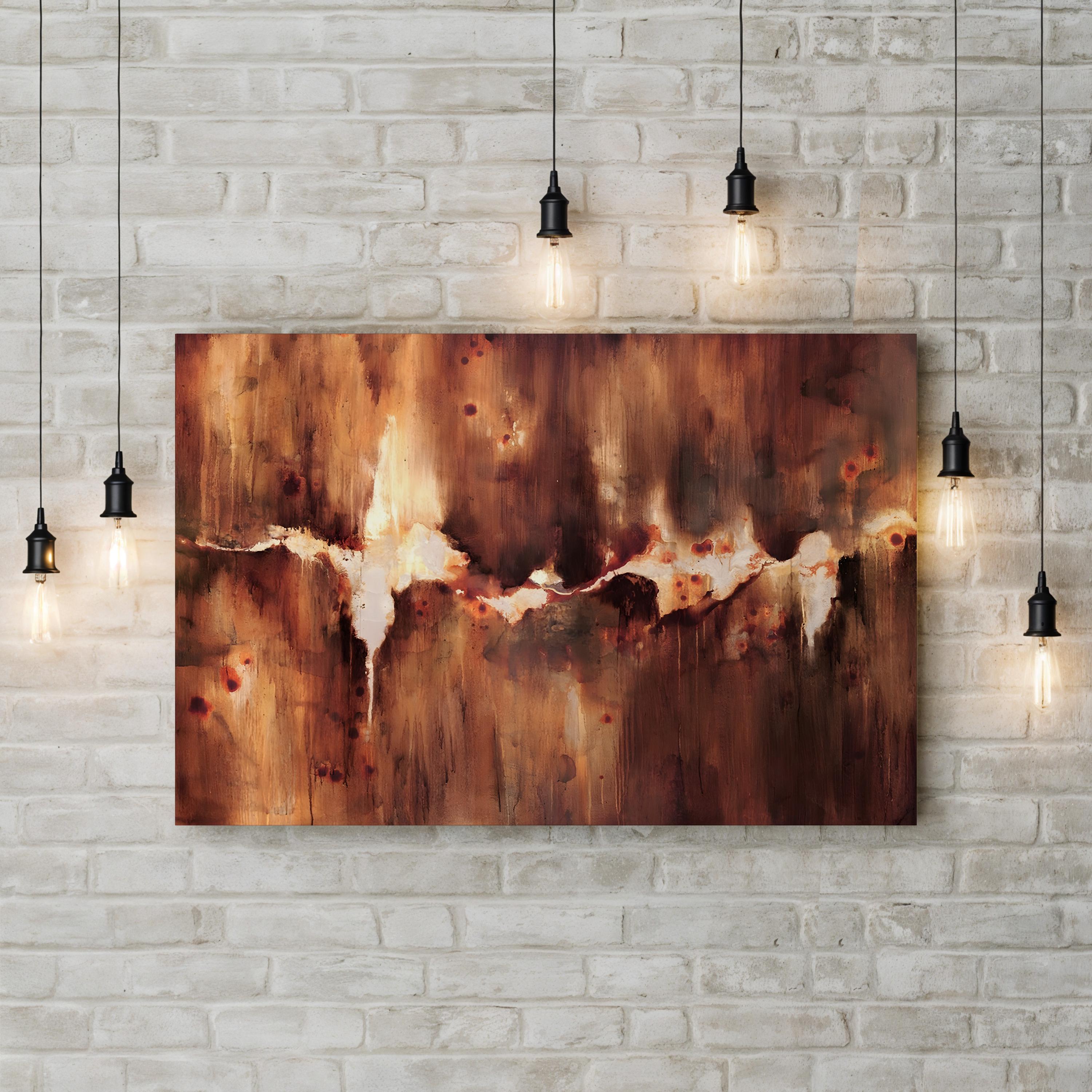 Rustic Patina Composition Cast Iron Wall Sconce Abstract Print