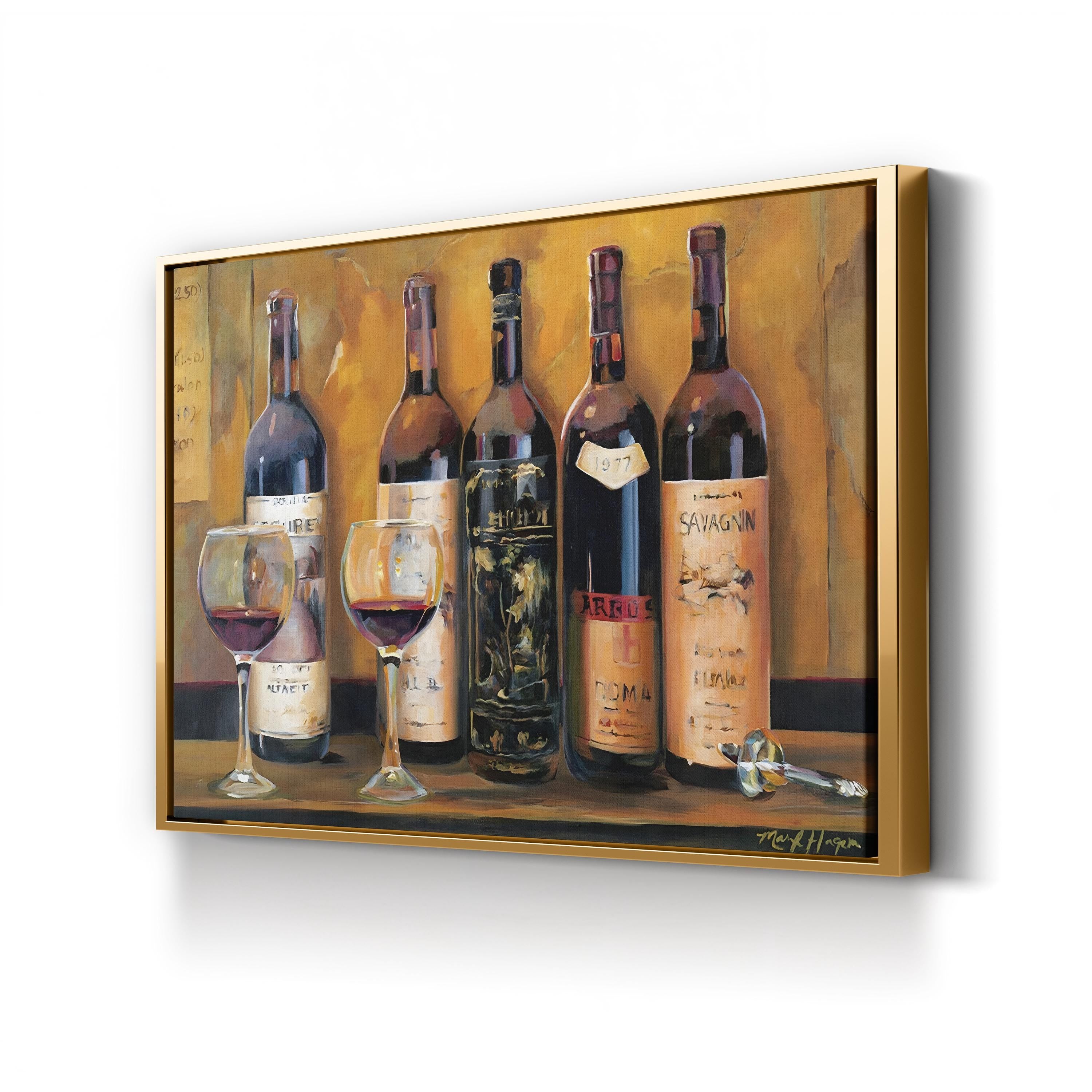 Cellar Reds Wine Bottles – Period Illustration Wall Art | Rustic Kitchen Canvas Print