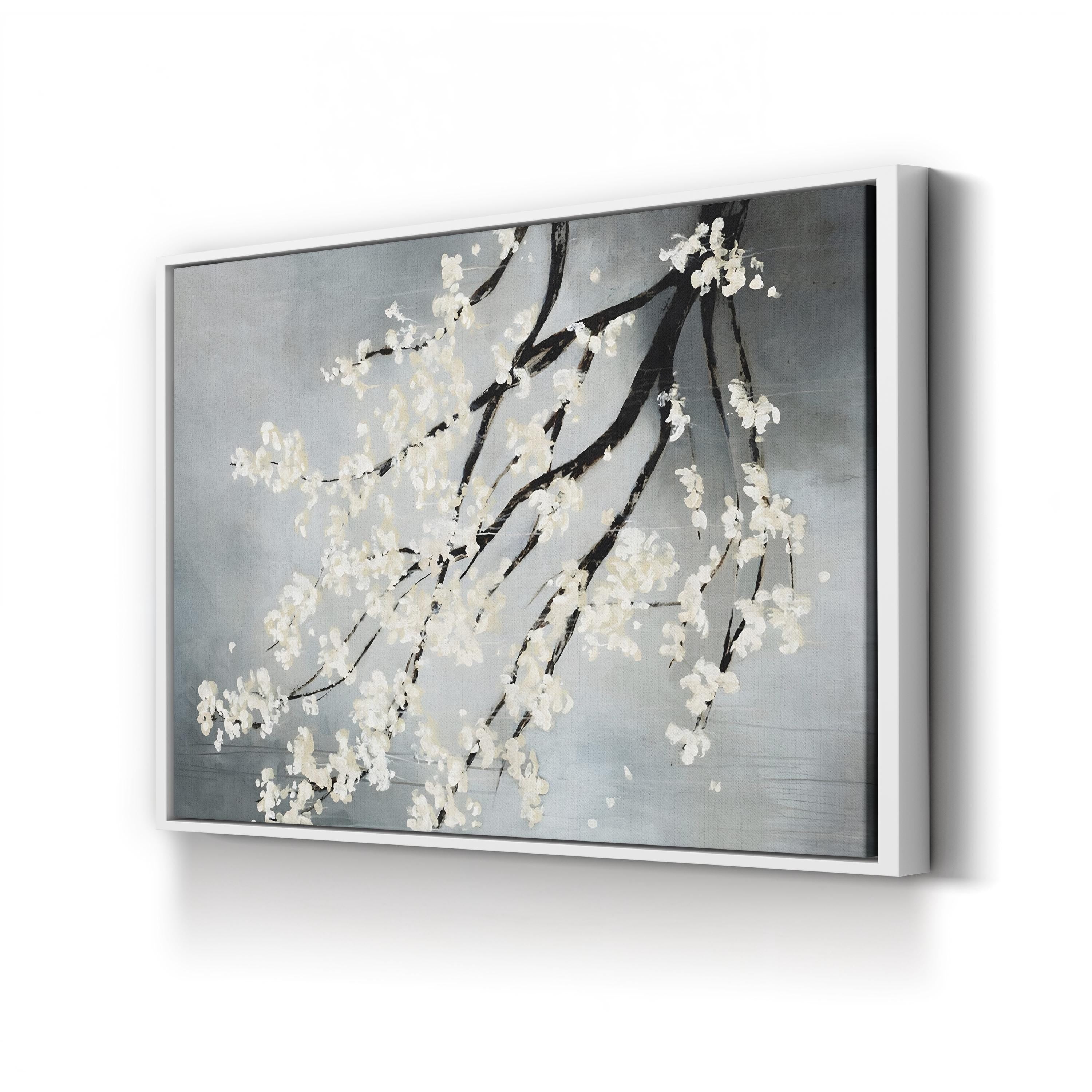 Cherry Blossom Canvas Art: Black and White Minimalist By Kari Taylor