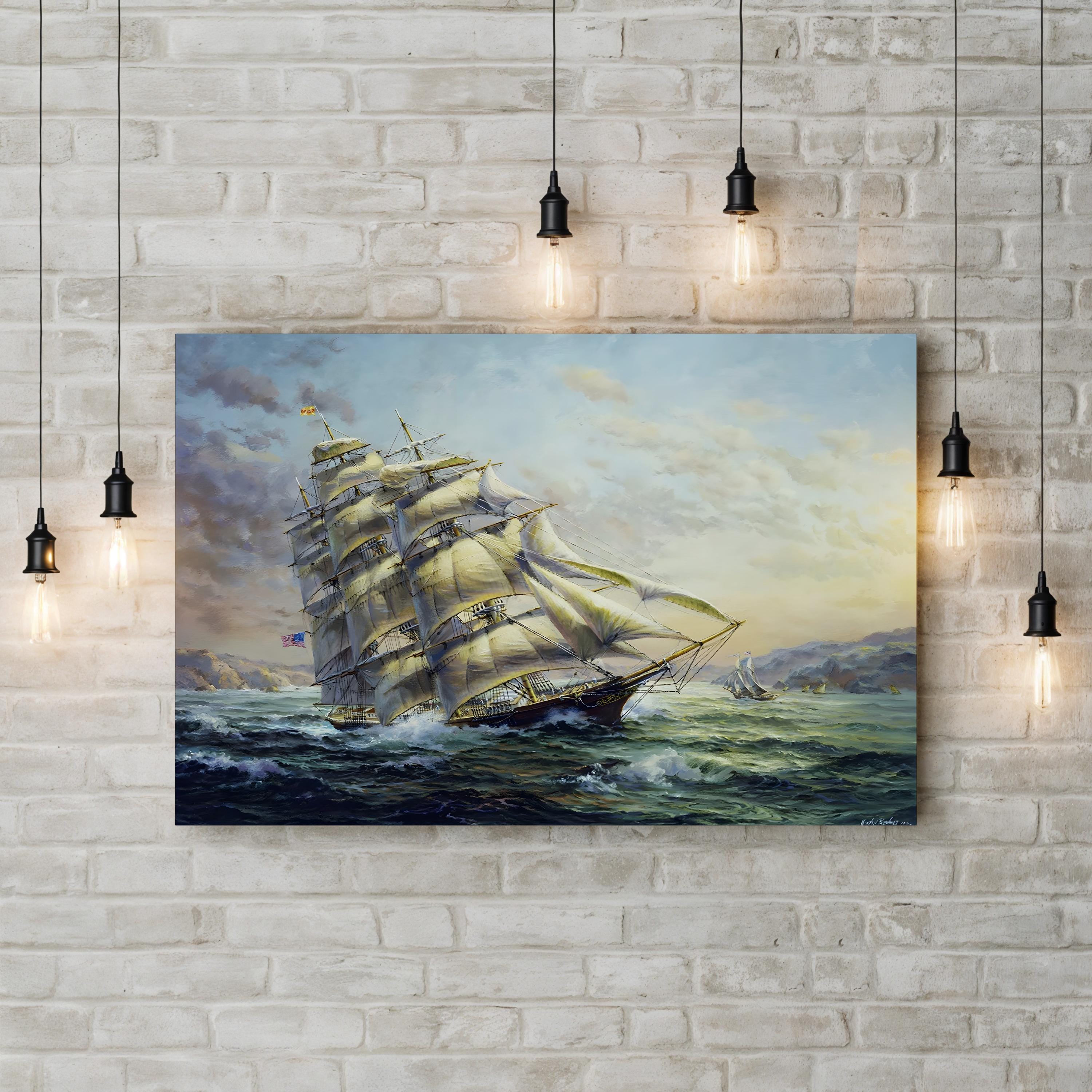 Clipper Ship Surprise Wall Art by Nicky Boehme  Nautical Sailing Ship Canvas Print