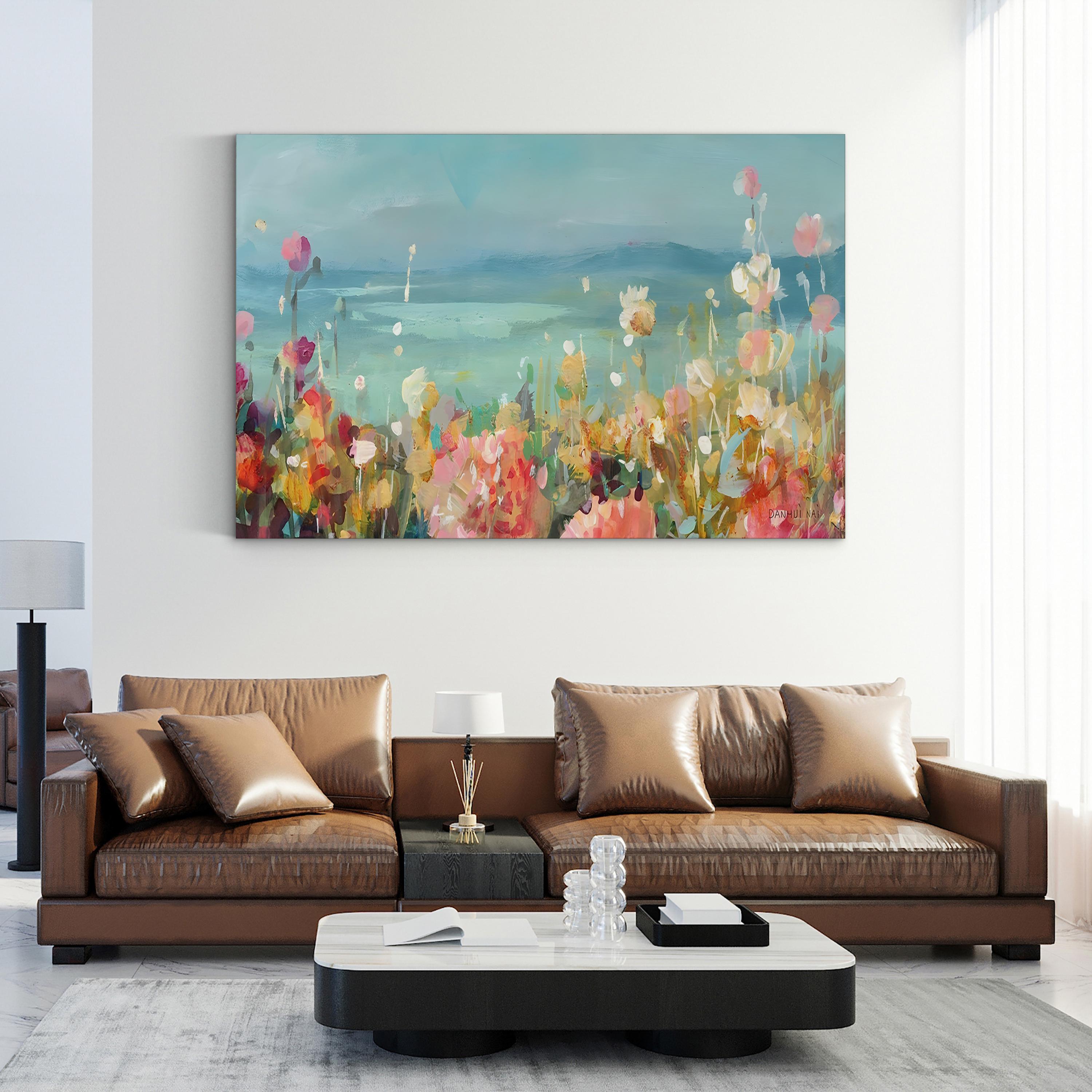 Coastal Dahlias Crop | Contemporary Floral Botanical Wall Art by Danhui Nai