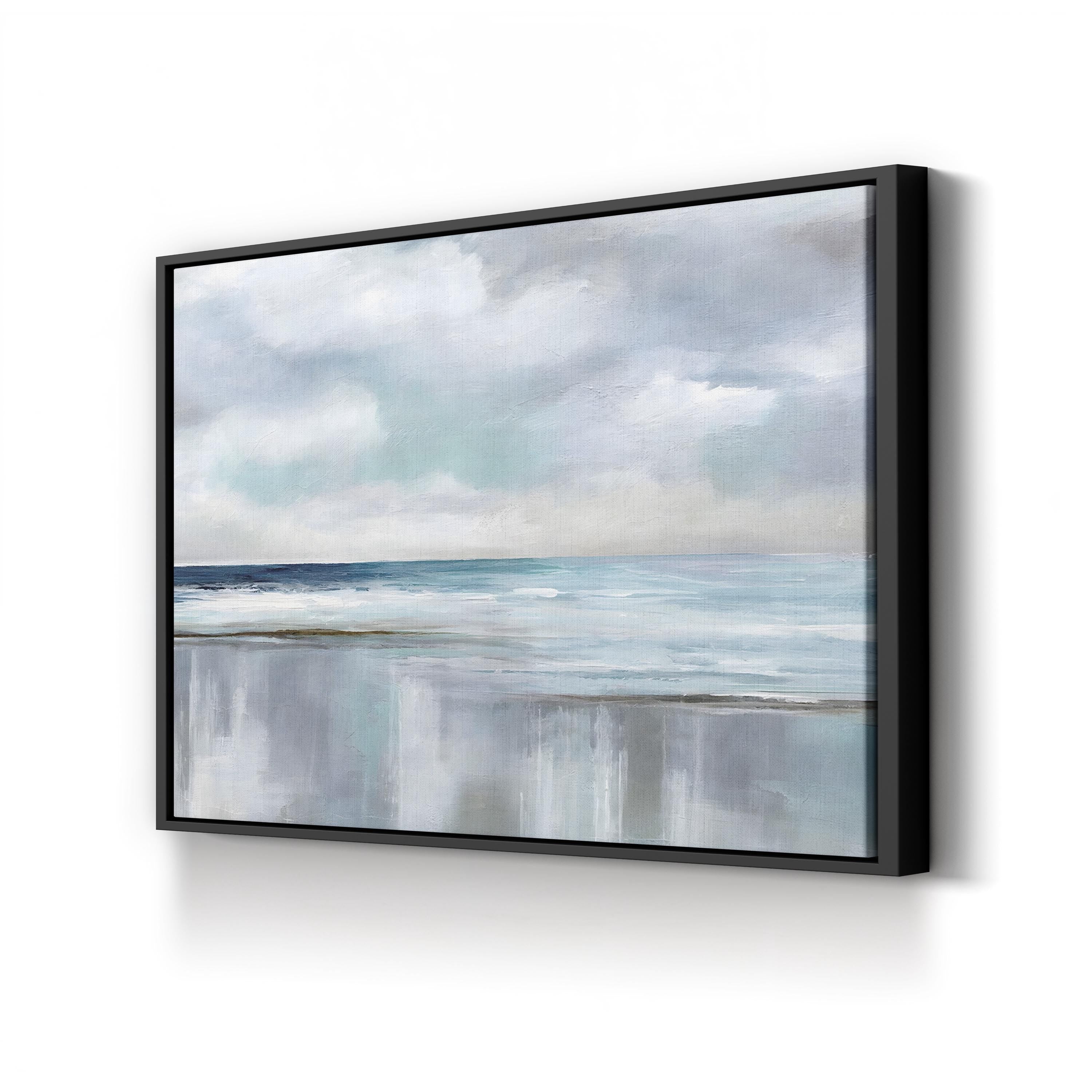 Cyan Sunrise – Contemporary Coastal Abstract Ocean Wall Art by Nan Art