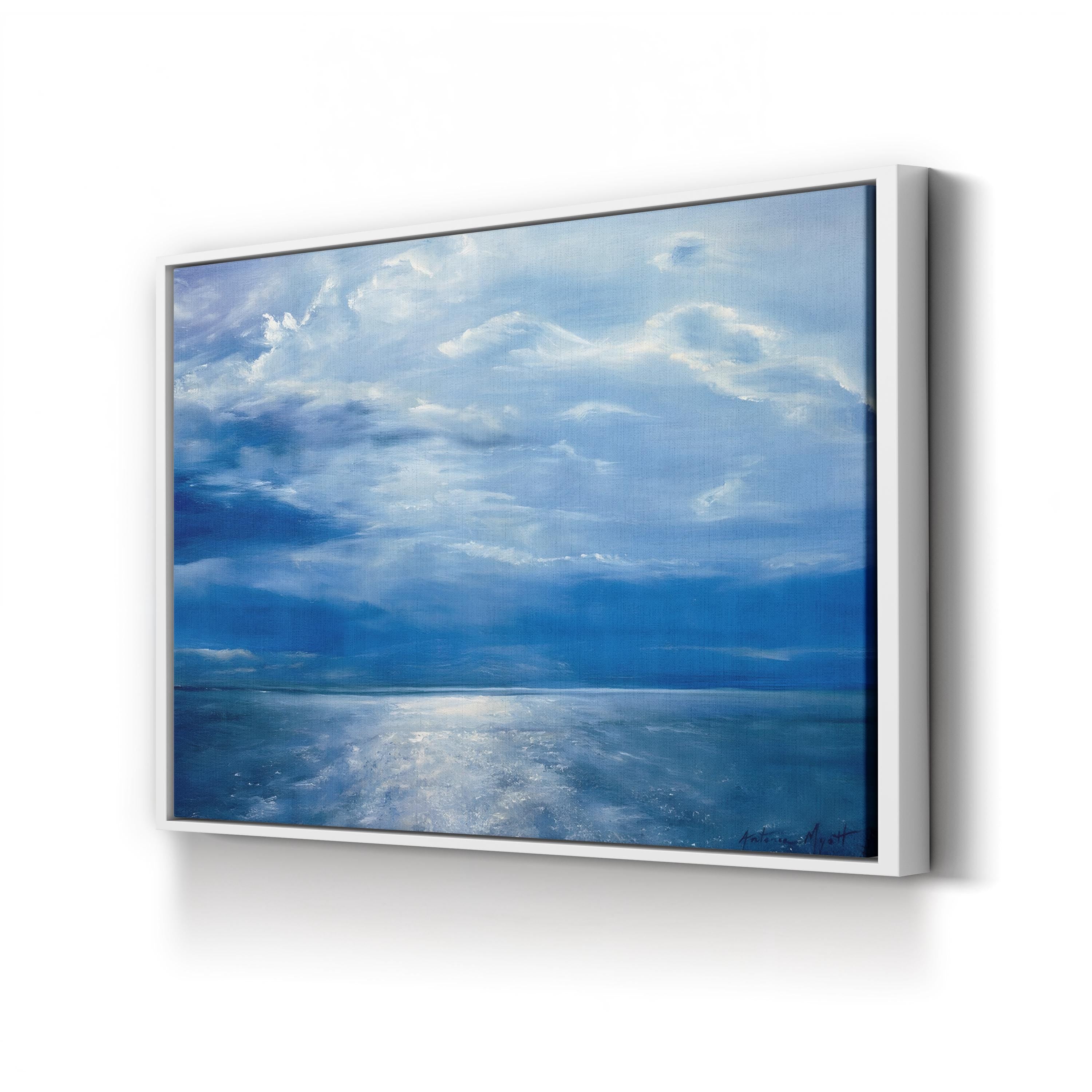 Deep Blue Sea (2001) – Framed Contemporary Ocean Horizon Canvas Art by Antonia Myatt