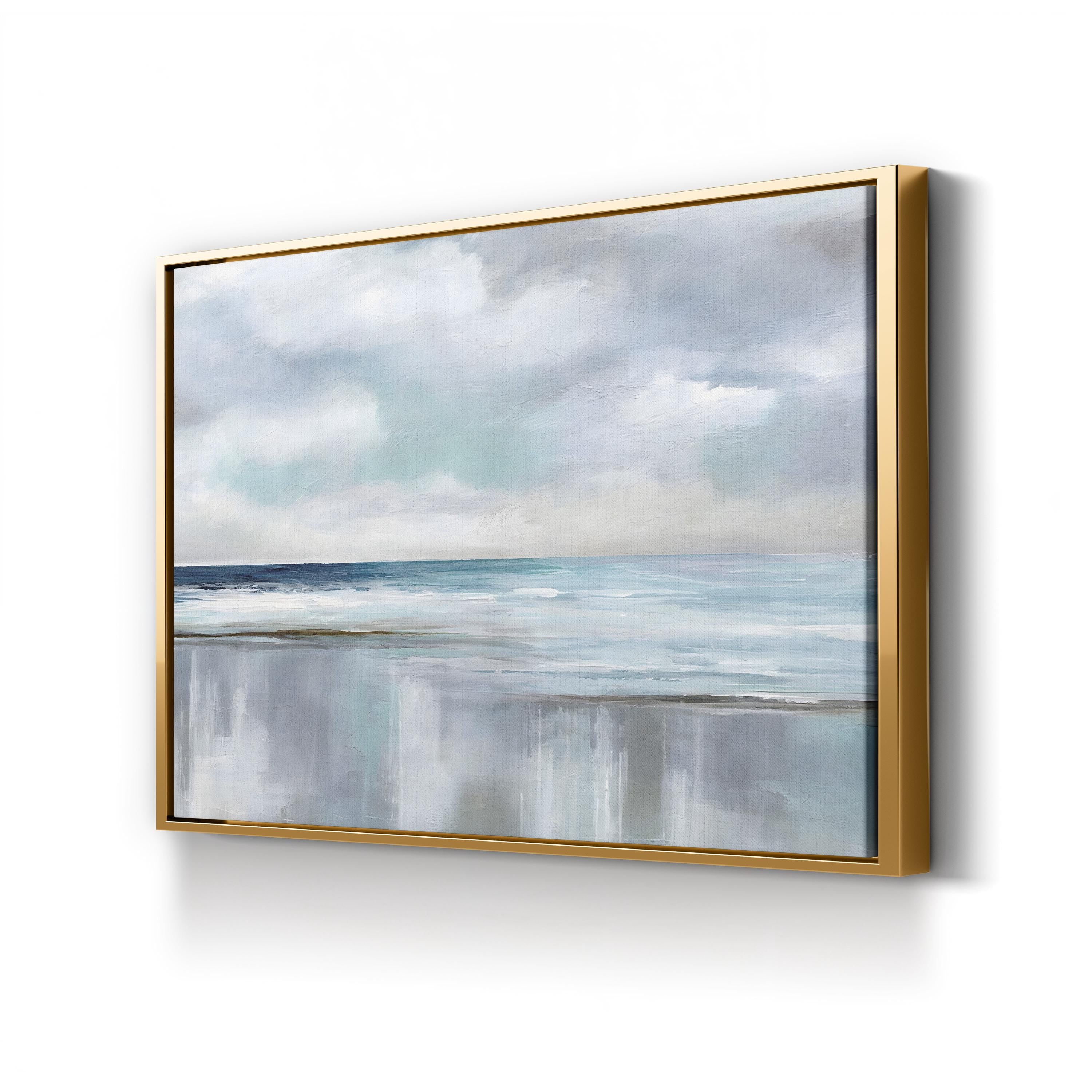 Cyan Sunrise – Contemporary Coastal Abstract Ocean Wall Art by Nan Art