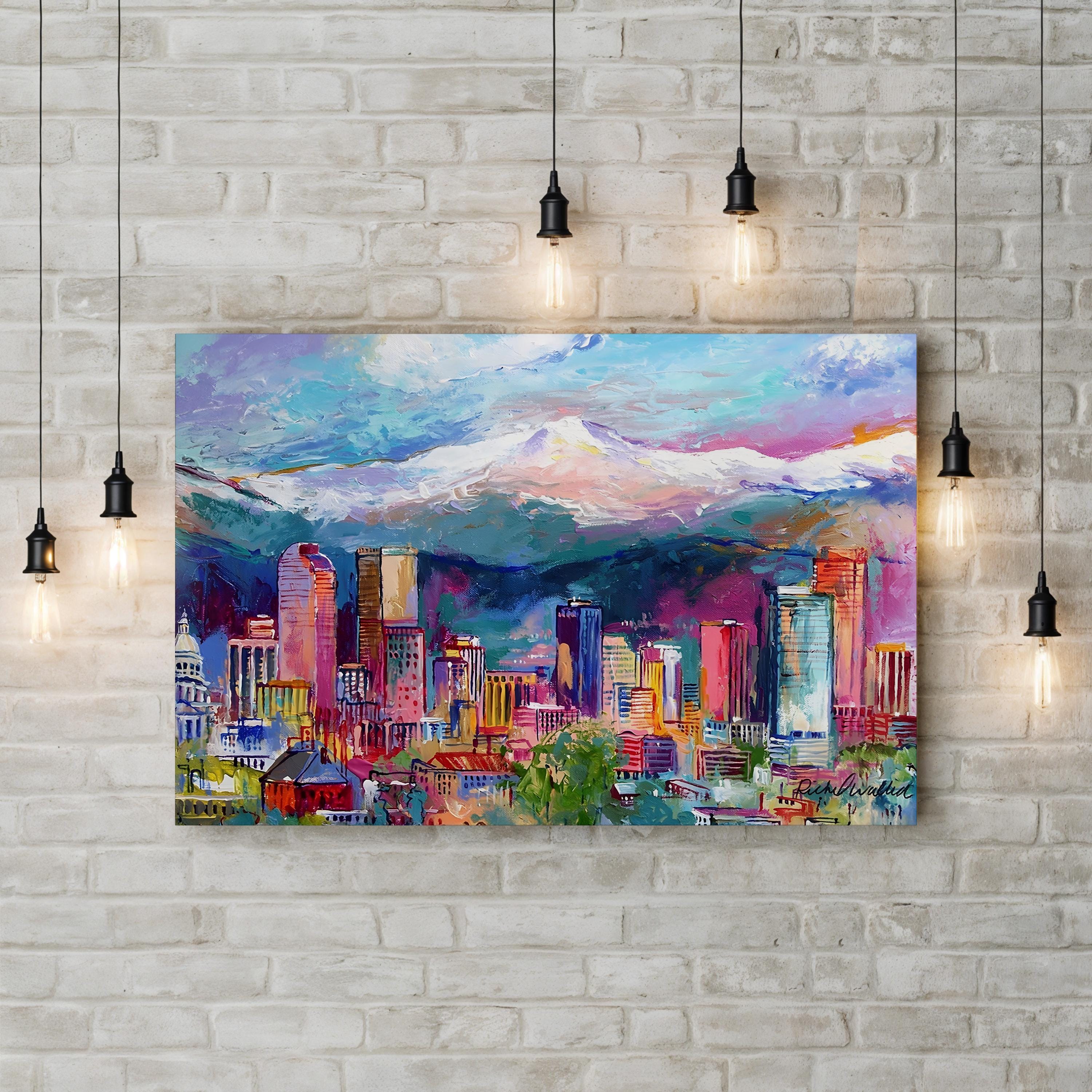 Cityscape with Rocky Mountains in Denver, Colorado by Richard Wallich