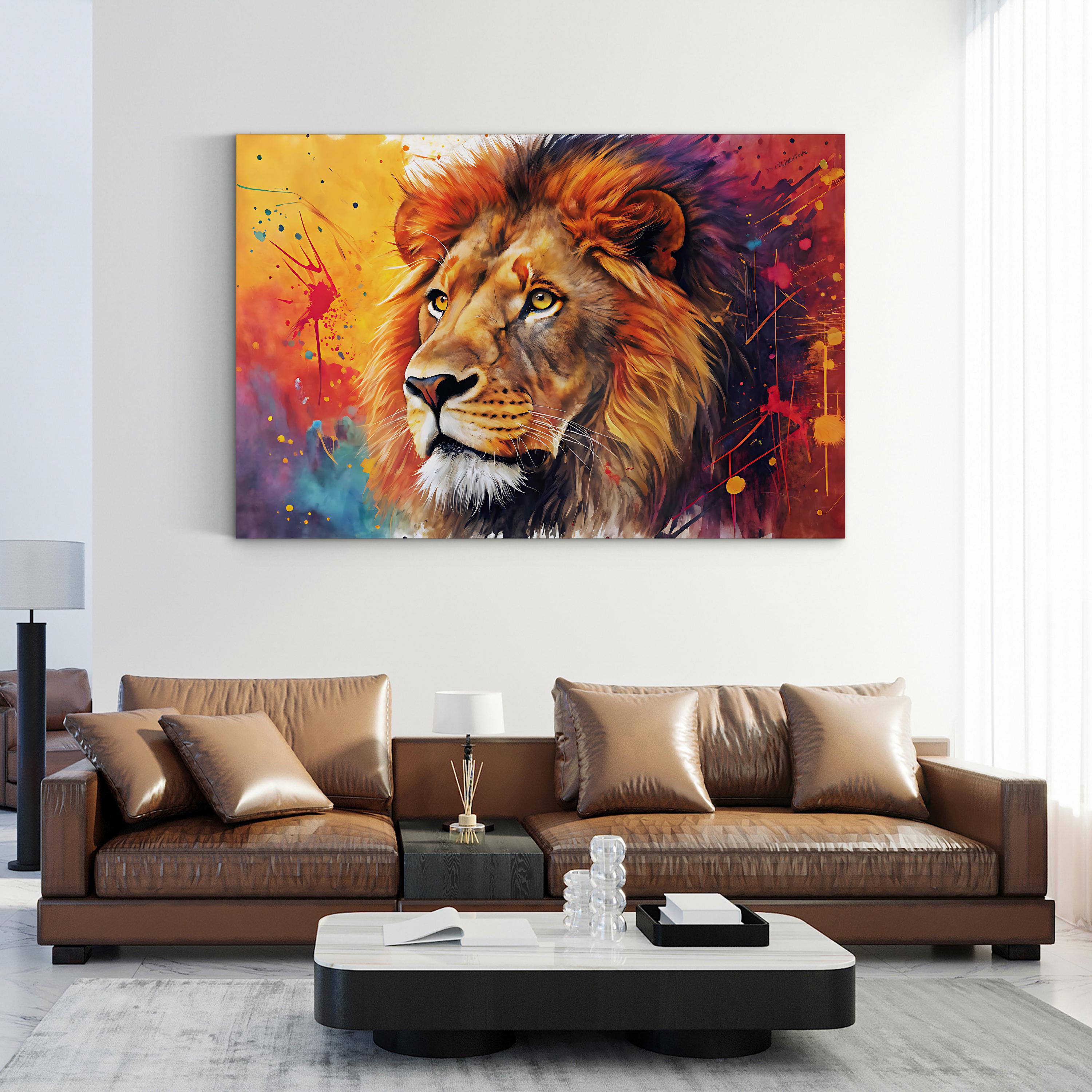 Watercolor Lion – Period Illustration Wall Art | Majestic Wildlife Canvas Print