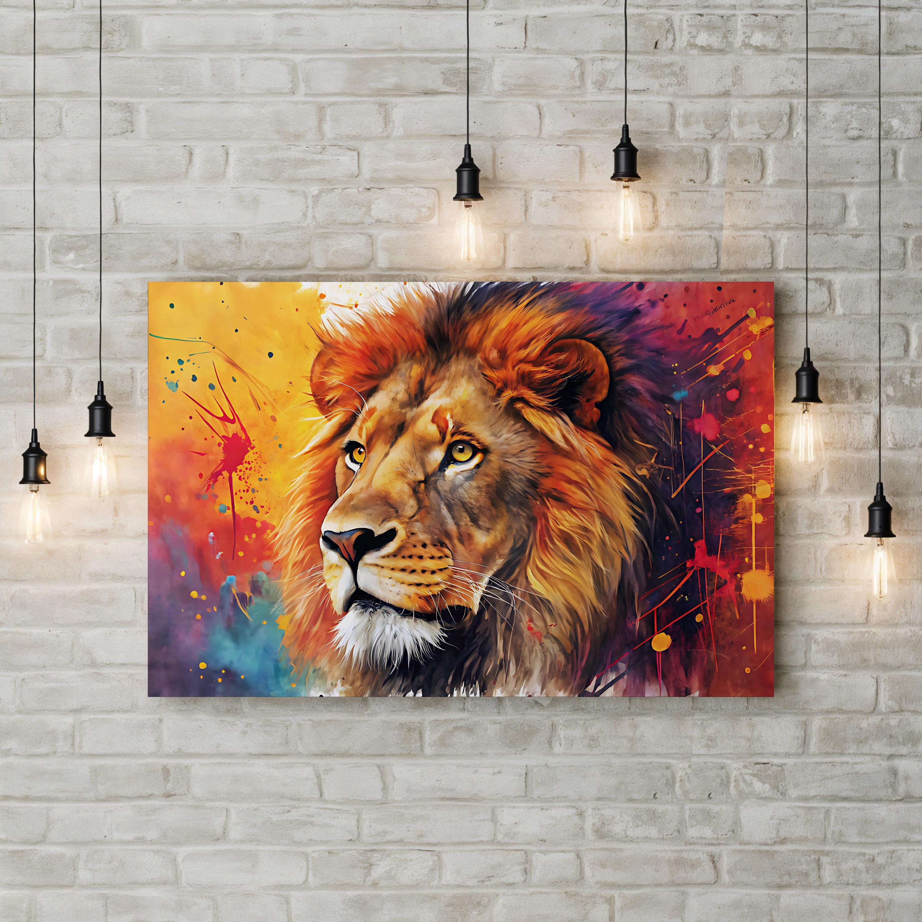 Watercolor Lion – Period Illustration Wall Art | Majestic Wildlife Canvas Print