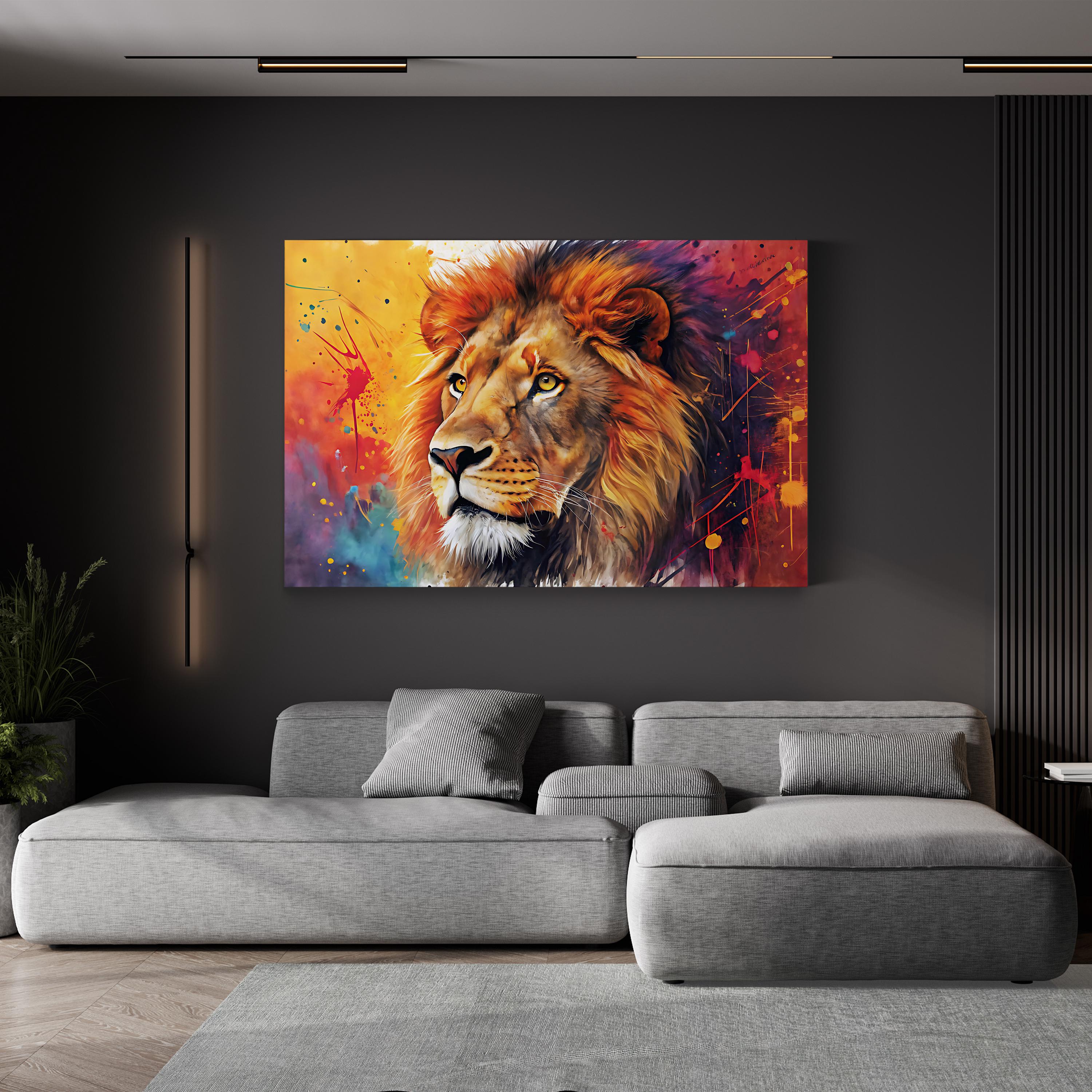 Watercolor Lion – Period Illustration Wall Art | Majestic Wildlife Canvas Print