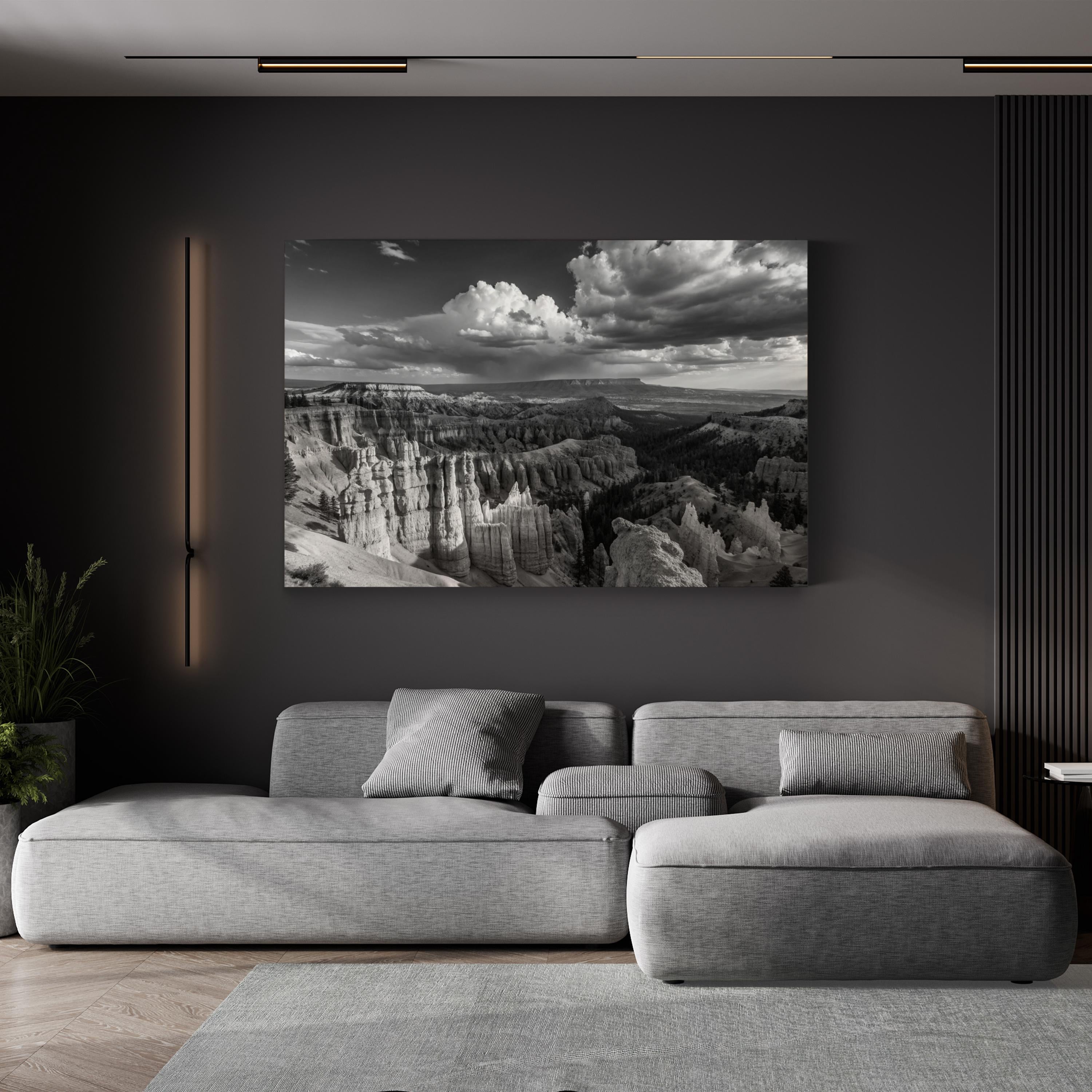 Hoodoo Rock Formations – Vintage Photography Wall Art | Black & White Landscape Canvas Print