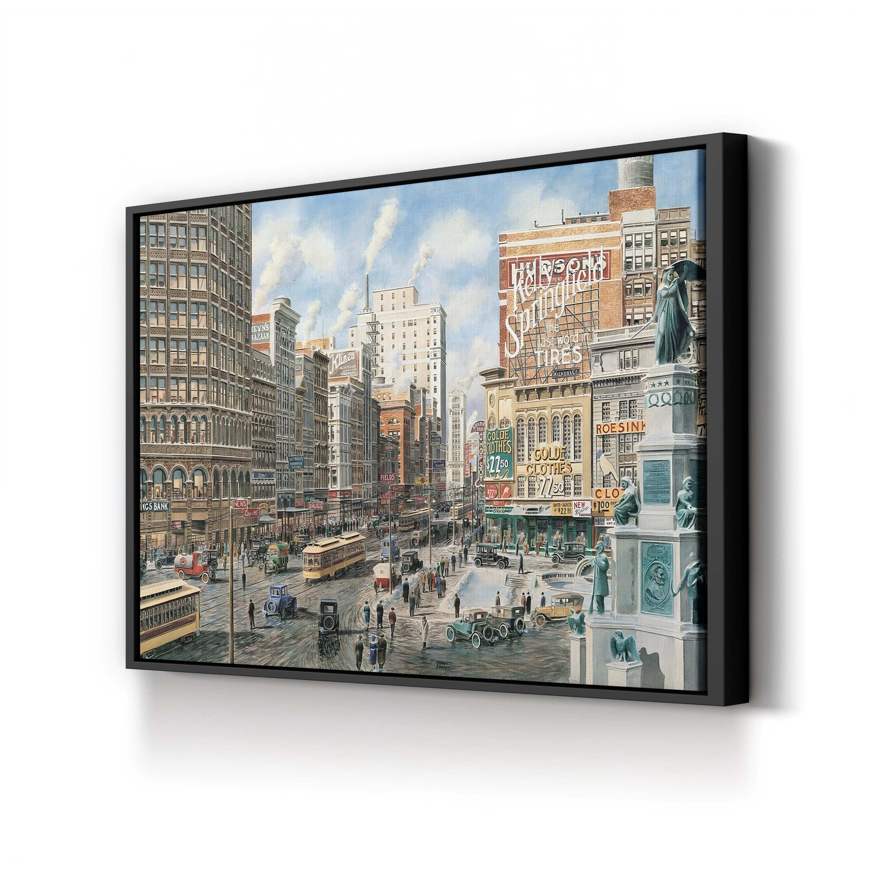 Detroit Looking North on Woodward Wall Art – Contemporary Detroit Cityscape by Stanton Manolakas