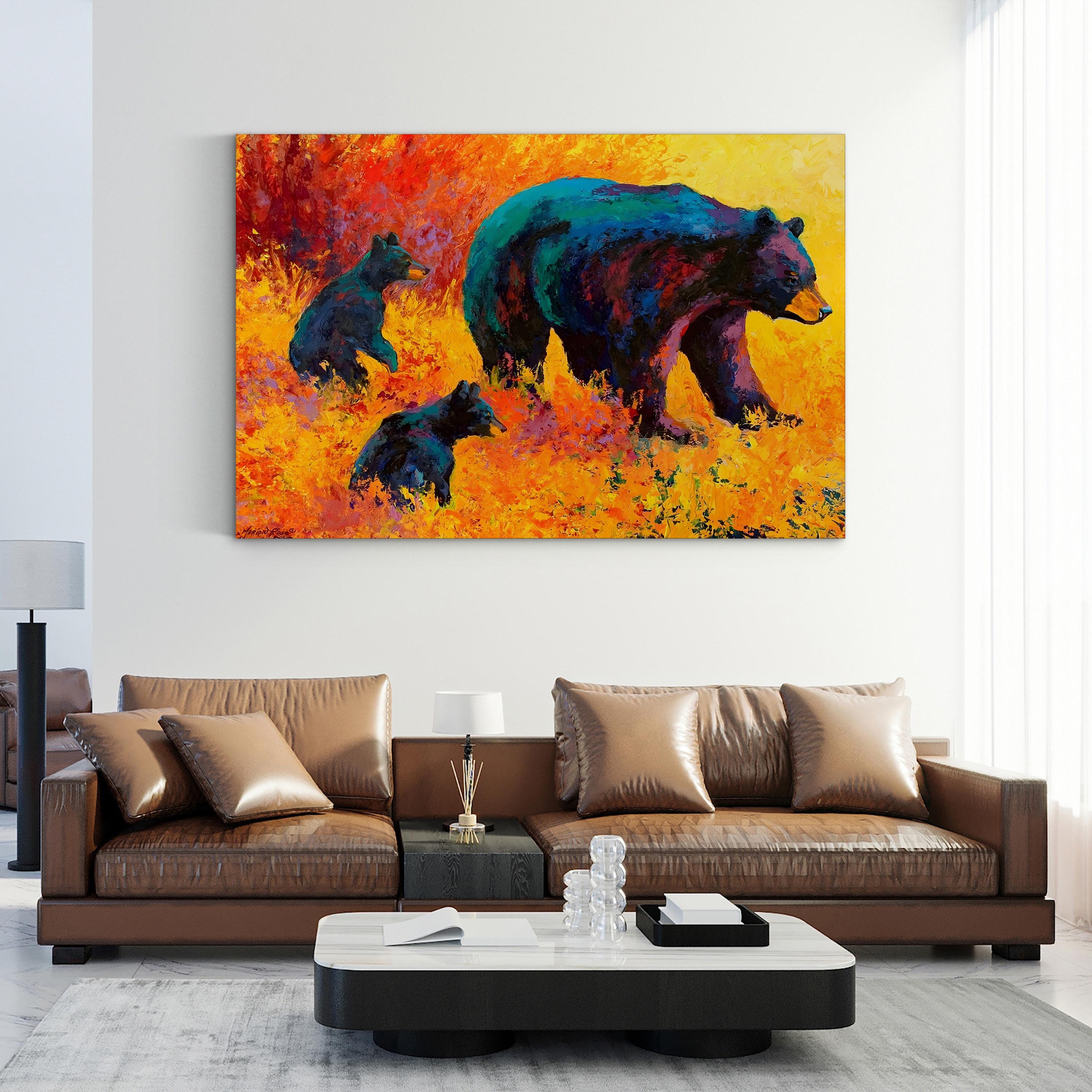 Double Trouble Black Bear Wall Art by Marion Rose | Contemporary Wildlife Canvas Print