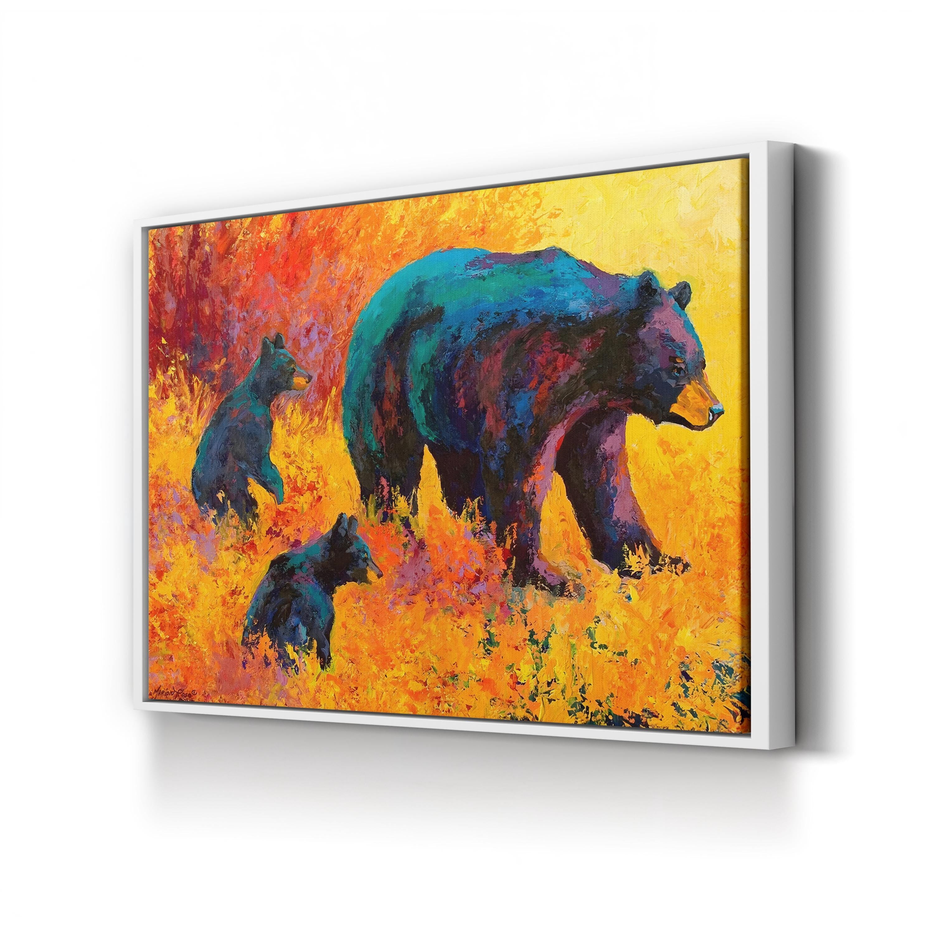 Double Trouble Black Bear Wall Art by Marion Rose | Contemporary Wildlife Canvas Print