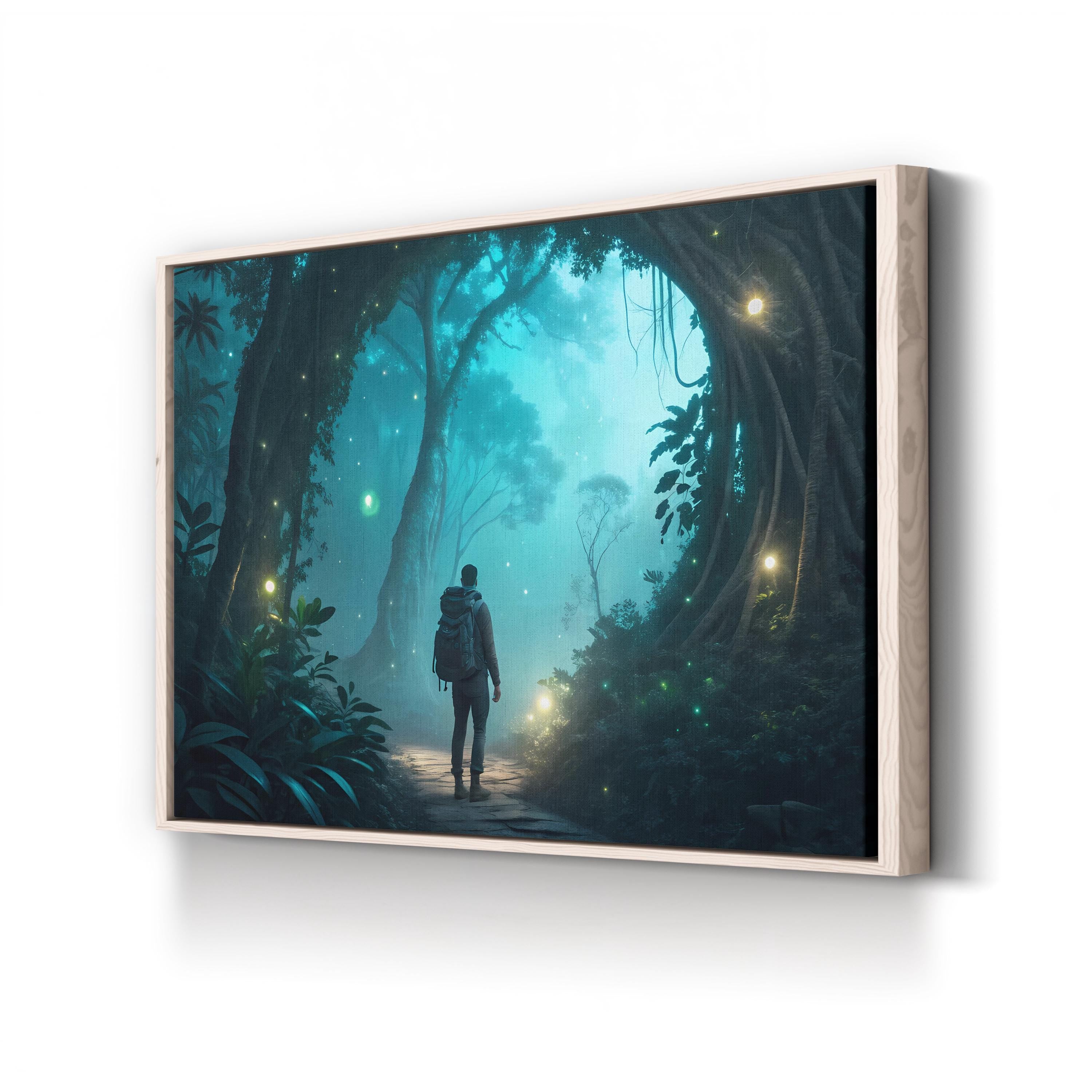 Magical Forest Fireflies – Period Illustration Wall Art | Enchanted Woodland Canvas Print