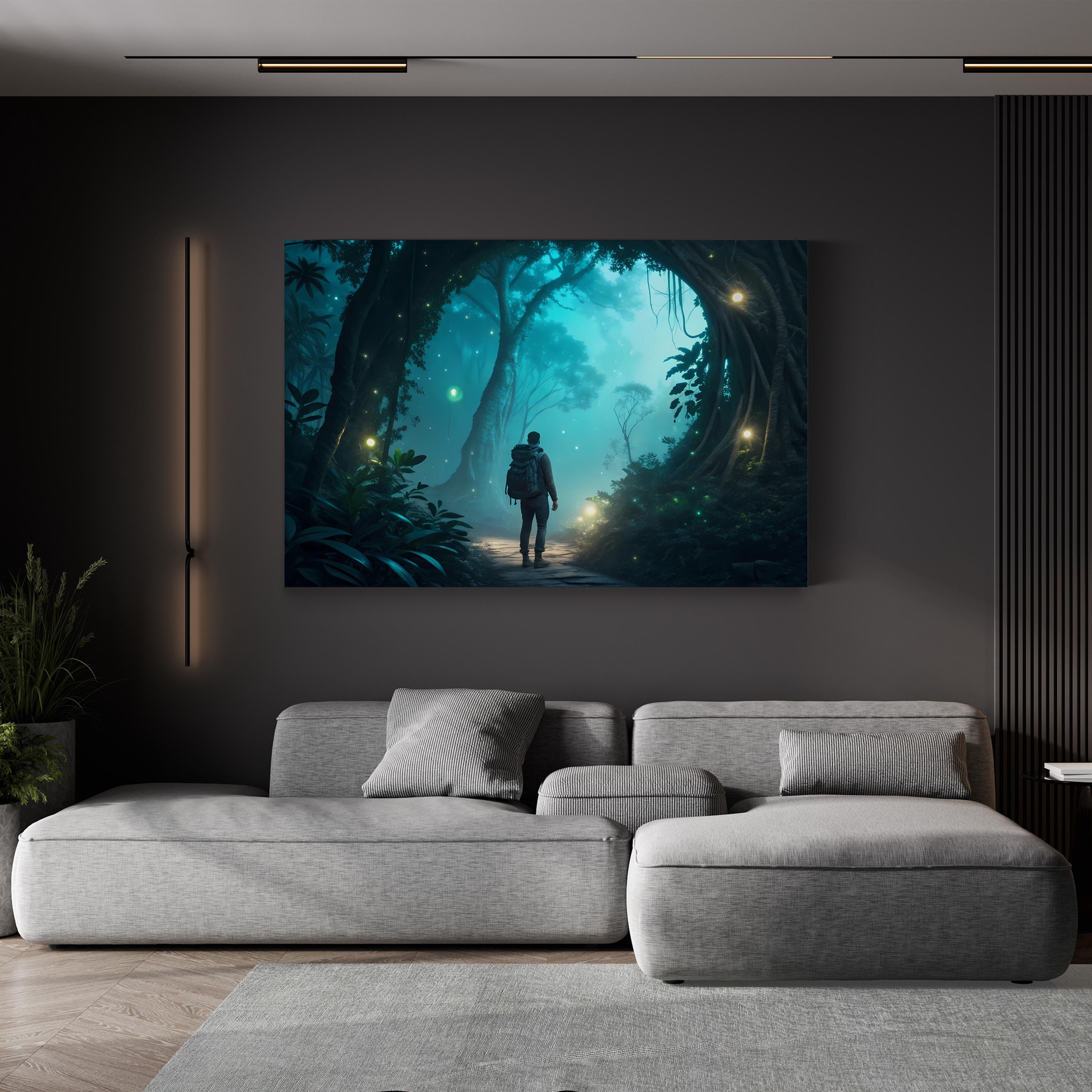Magical Forest Fireflies – Period Illustration Wall Art | Enchanted Woodland Canvas Print