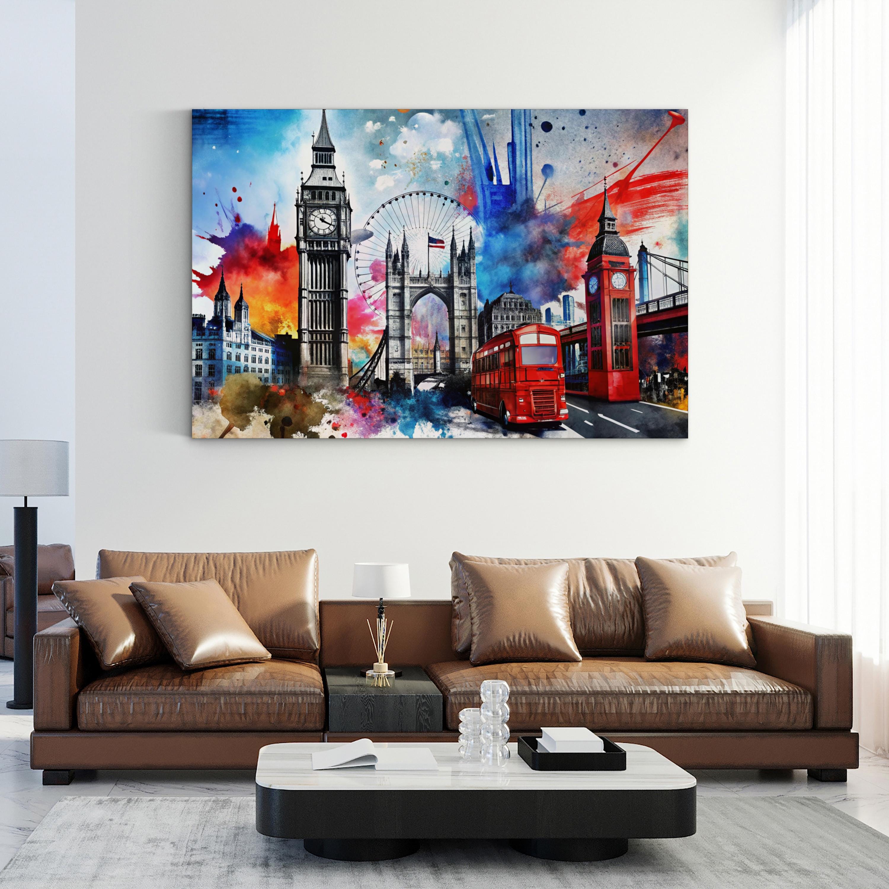 London Big Ben Groovy – Period Illustration Wall Art | Cityscape Canvas Print