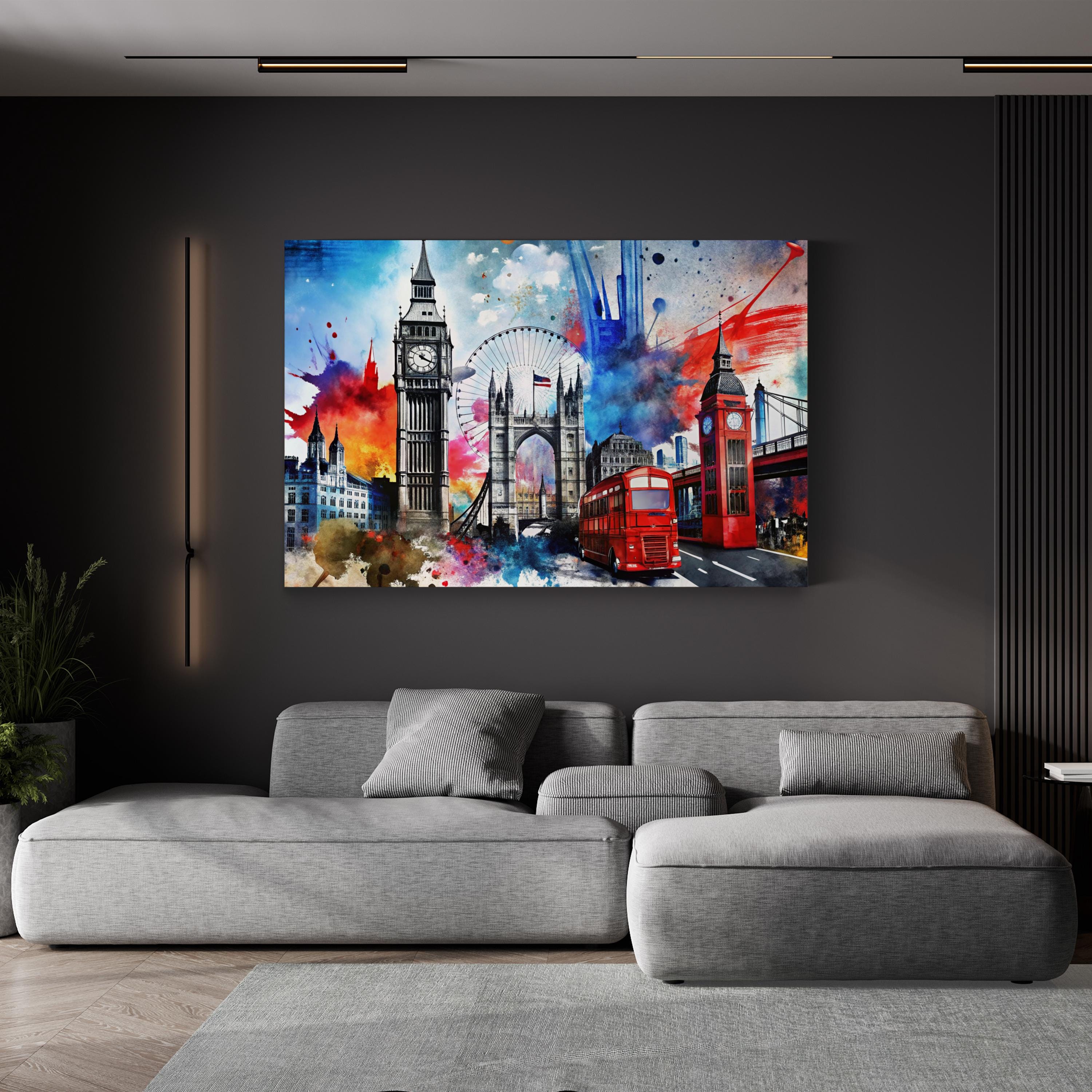 London Big Ben Groovy – Period Illustration Wall Art | Cityscape Canvas Print