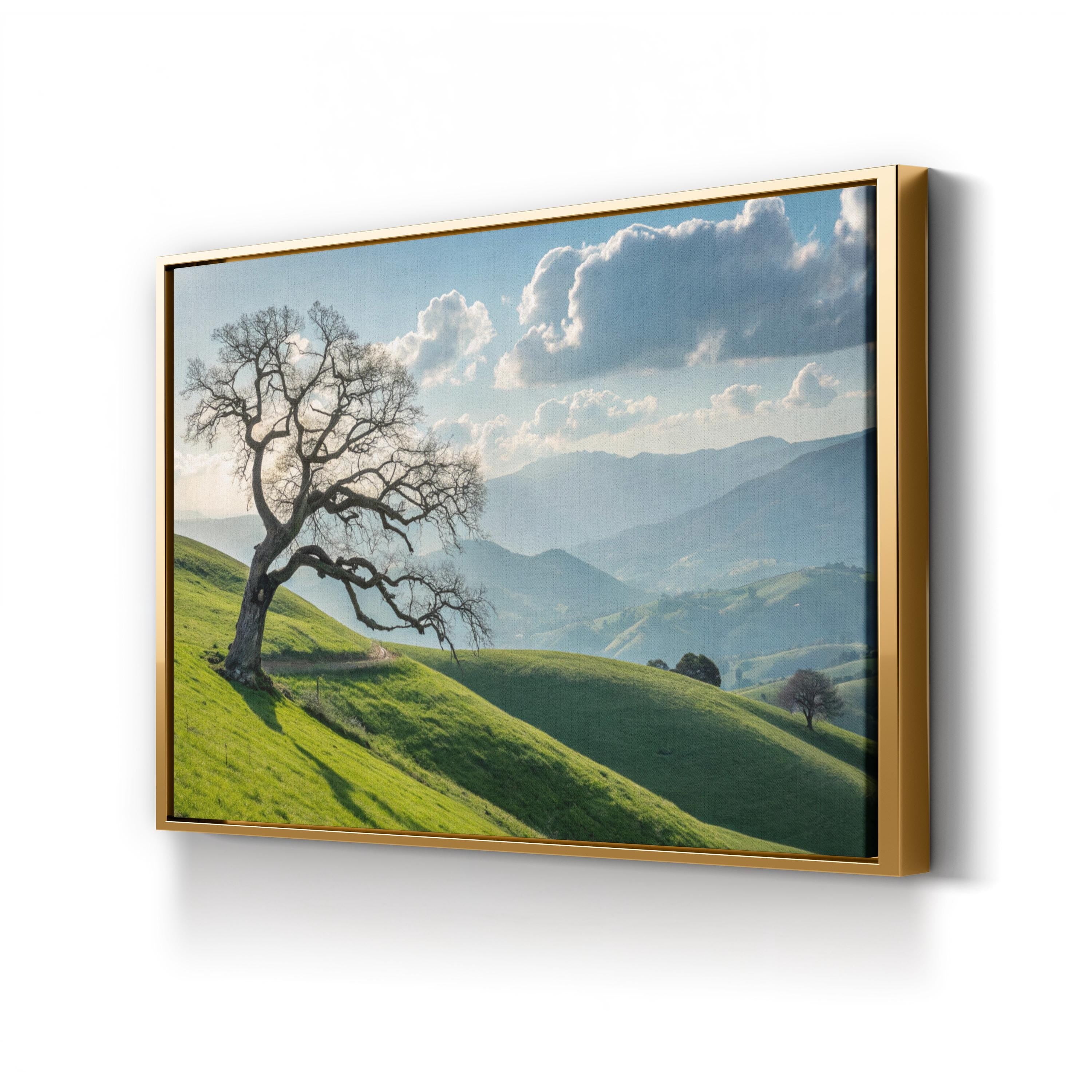 Lone Tree Sunset Hills – Photography Wall Art | Rolling Landscape Canvas Print